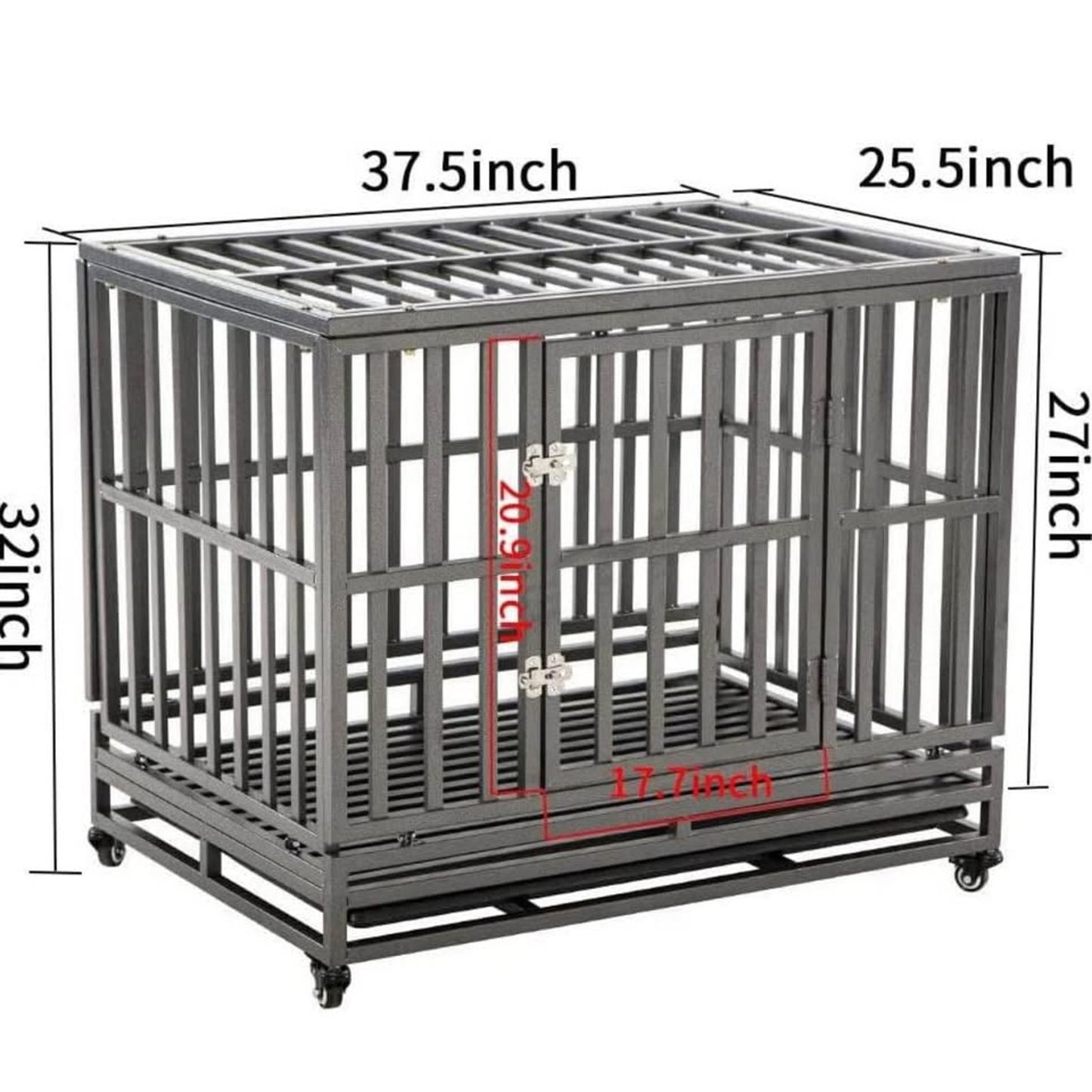 LUCKUP 38 Inch Heavy Duty Dog Cage Metal Kennel and Crate for Large Dogs,Easy to Assemble Pet Plaype