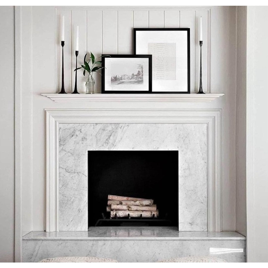 WELLAND White Finished 48 inch Pine Wood Fireplace Mantel Shelf Wall Mounted,Corona Crown Molding