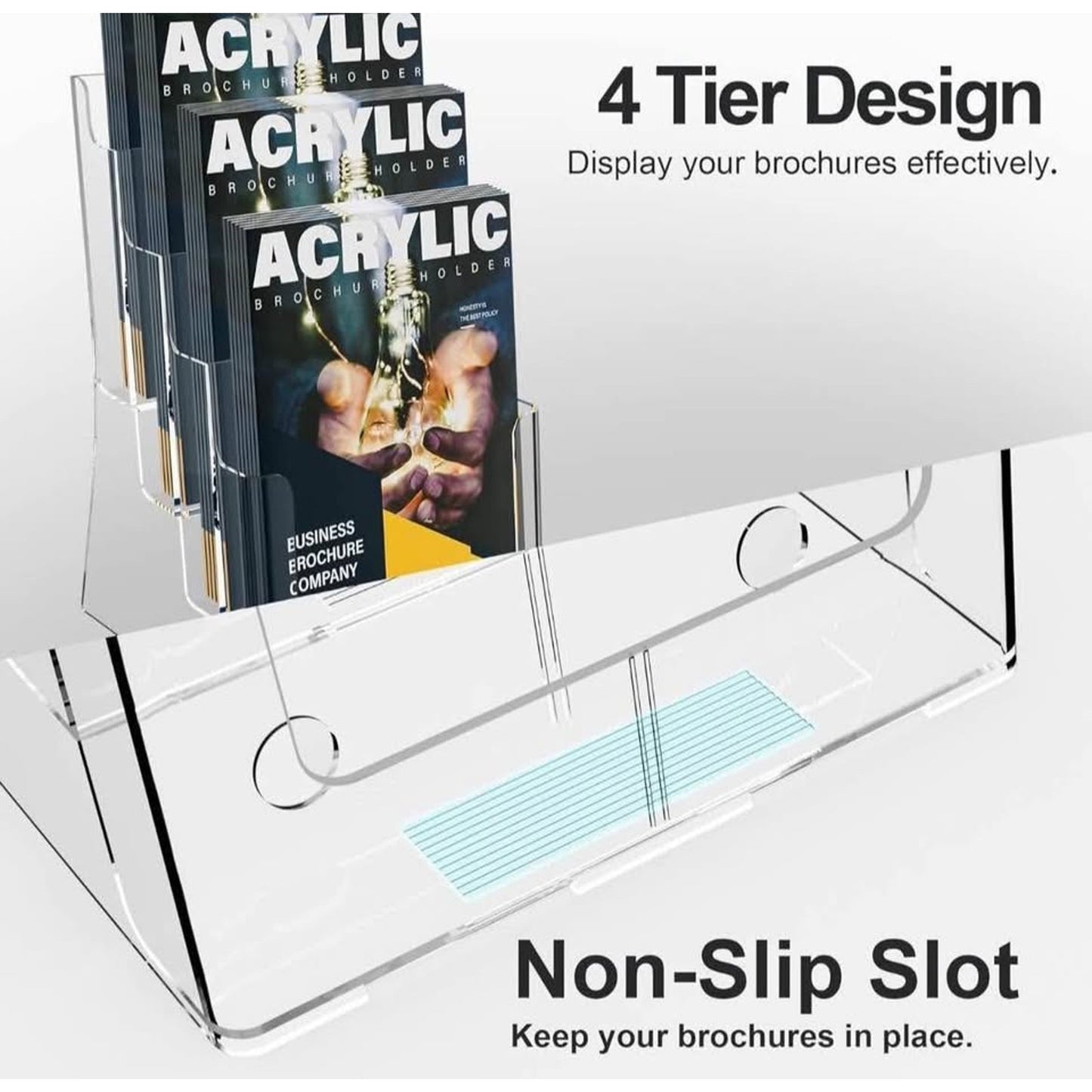 Hemsyc Brochure Holder 4 Tier 8.5 x 11 Brochure Display Stand with Removable Divider for 4 x 9 Acryl
