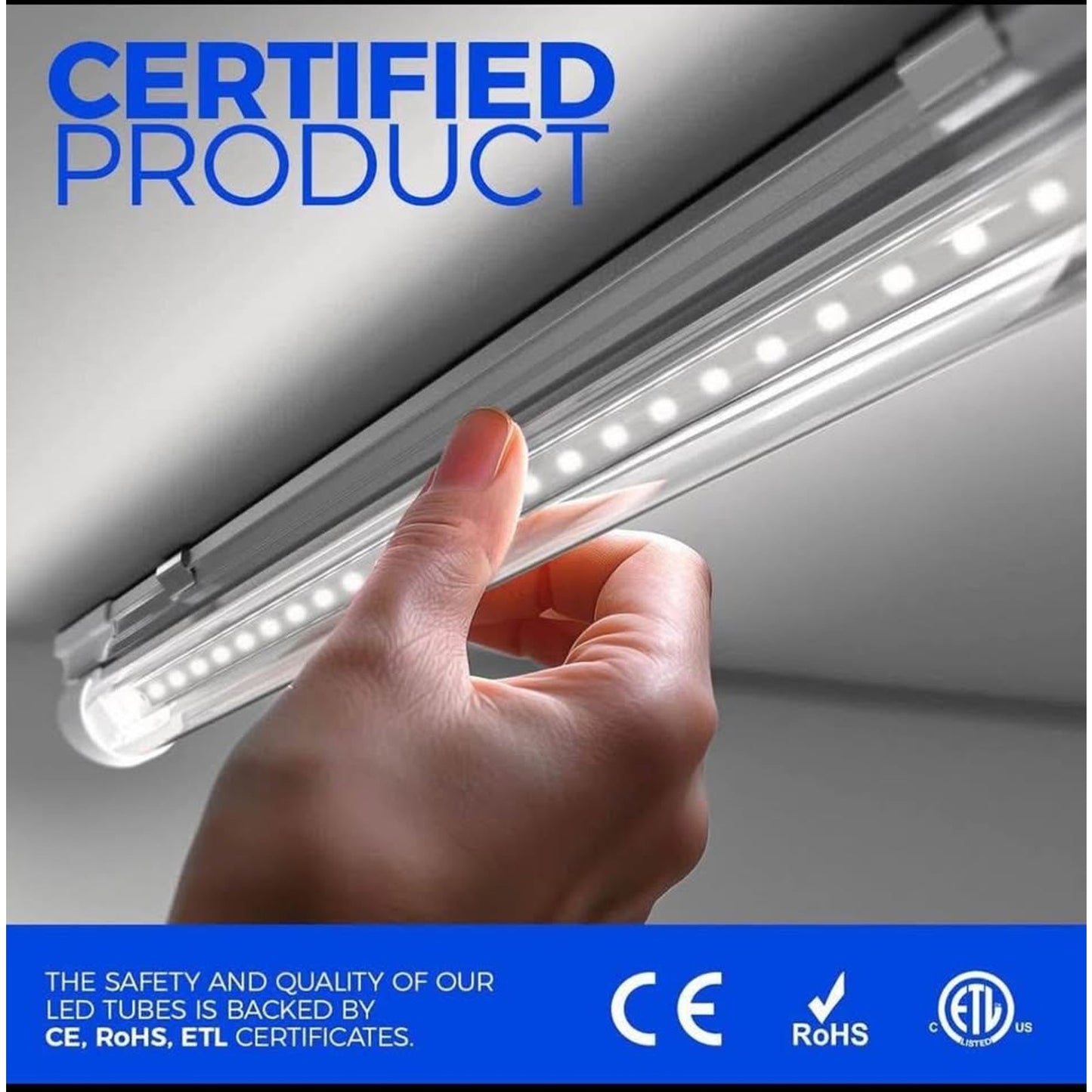 Barrina LED Shop Light, 8FT 72W 10000LM 5000K, Daylight White, V Shape, Clear Cover, Hight Output, L