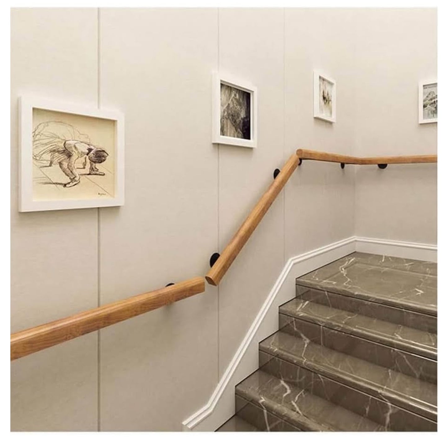 Stair Handrail, Wooden Handrail, 1-20FT Length, Stair Railing, Indoor Wall Handrail, Natural Wood, E