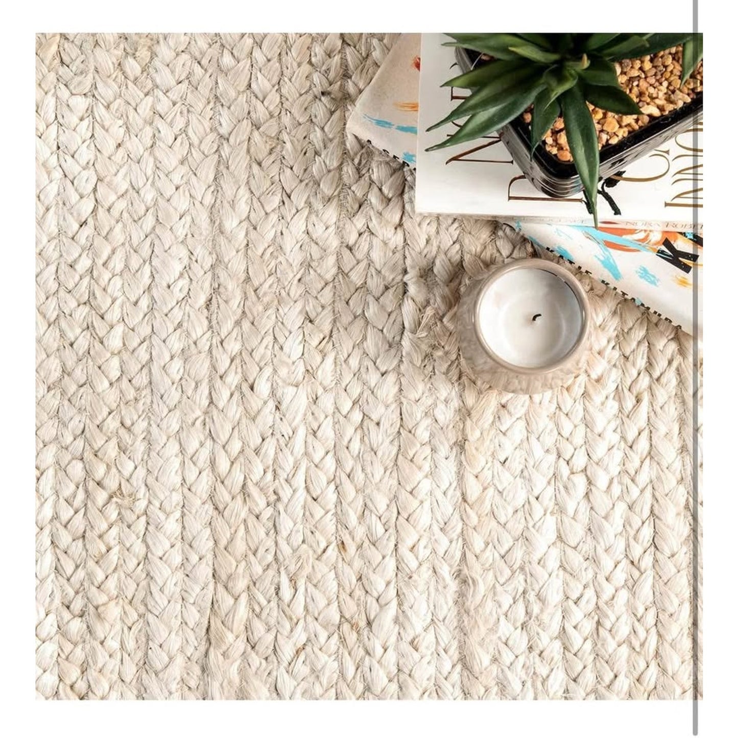 nuLOOM 6x9 Rigo Jute Hand Woven Area Rug, Off White, Solid Farmhouse Design, Natural Fiber, For Bedr