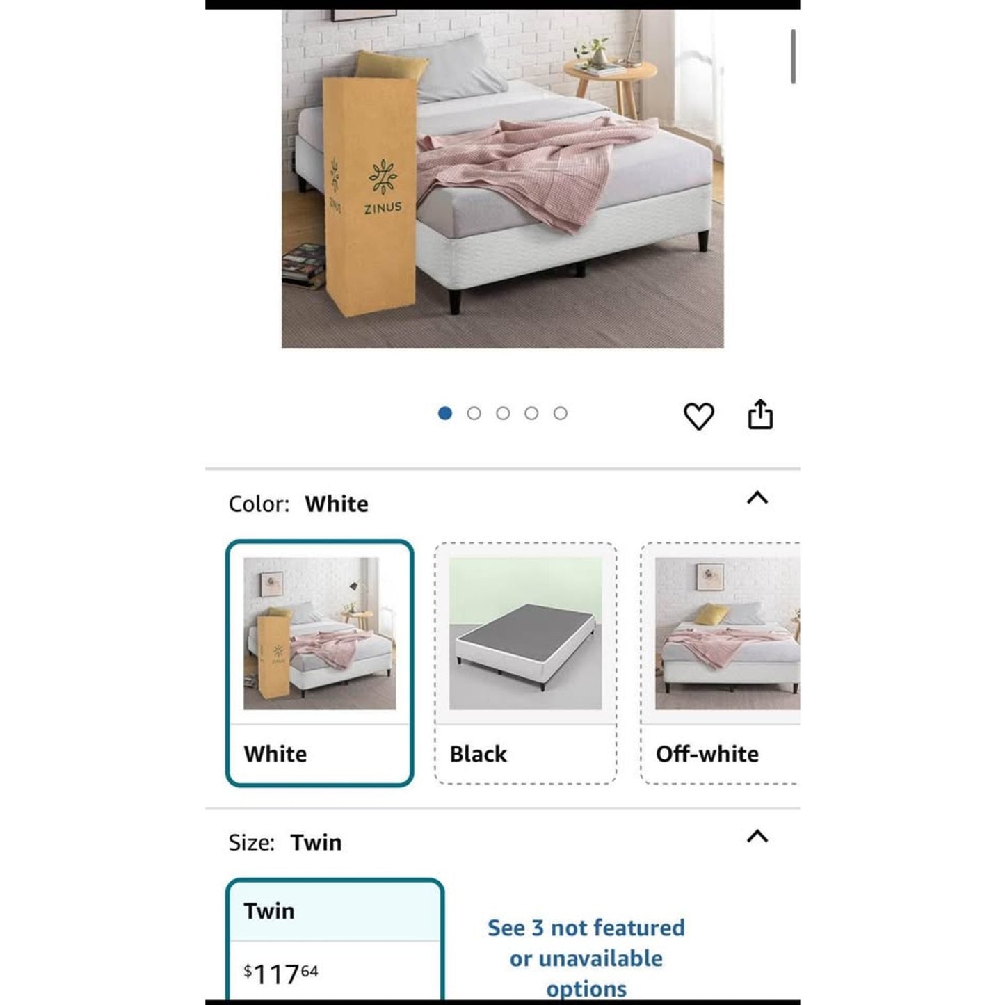ZINUS Keenan Metal Mattress Foundation, Standing Box Spring, Headboard Brackets Included, Easy Assem