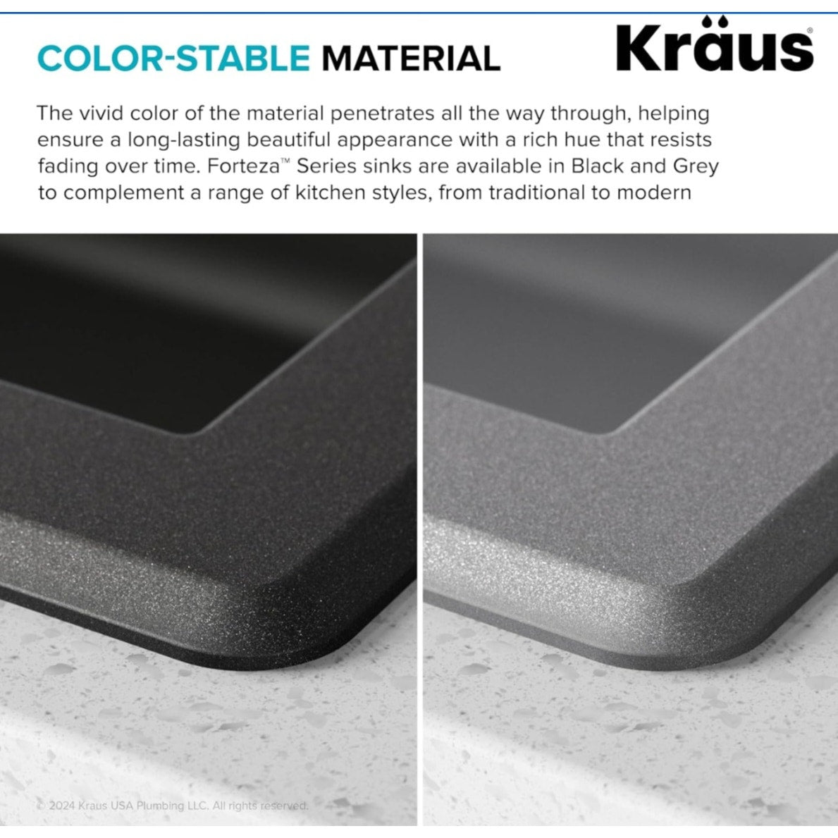 KRAUS Forteza 33-inch Drop In/Undermount Single Bowl Granite Kitchen Sink in Grey, KGD-54GREY