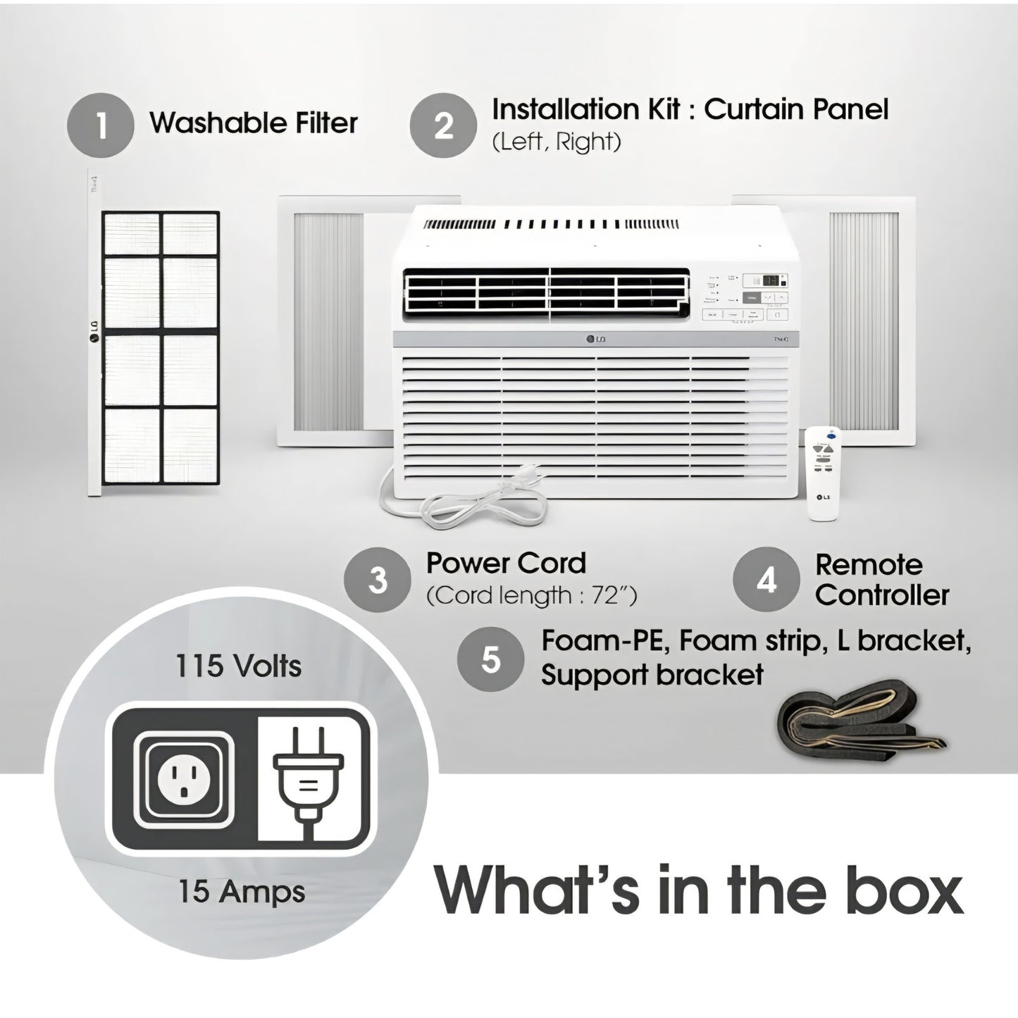 LG LW1424RD, 14000 BTU, White 14,000 Window Air Conditioner, 115V, 700 Sq.Ft. (25' x 28' Room Size)