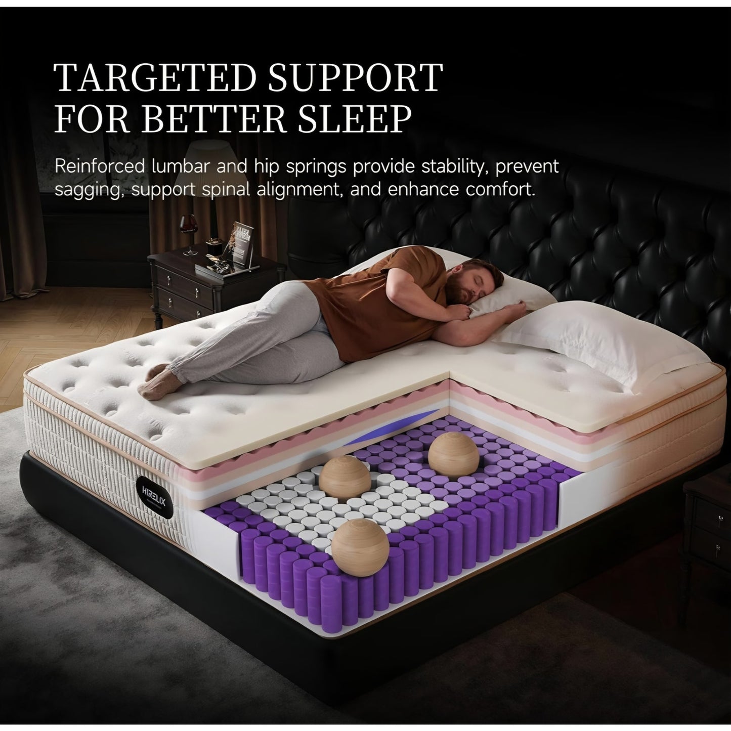 Queen 14 Inch Hirelix Hybrid Mattress, Cooling Gel Memory Foam, Pressure Relief,