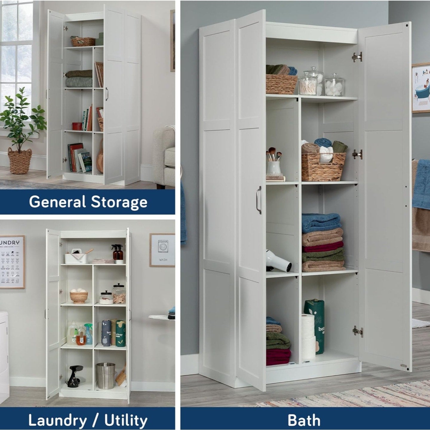 Sauder Select Storage Cabinet/ Pantry cabinets, White finish