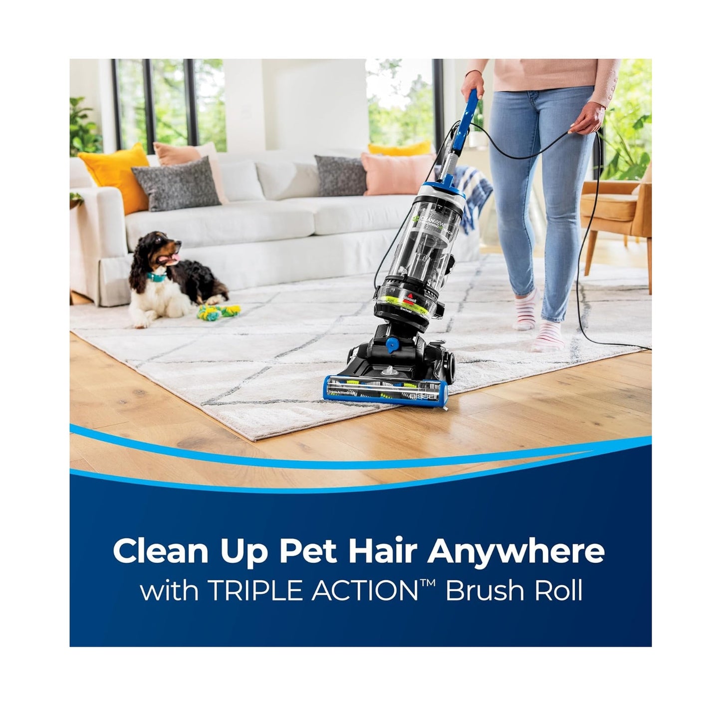 issell CleanView Swivel Rewind Pet Reach Vacuum Cleaner, with Quick Release Wand, Swivel Steering