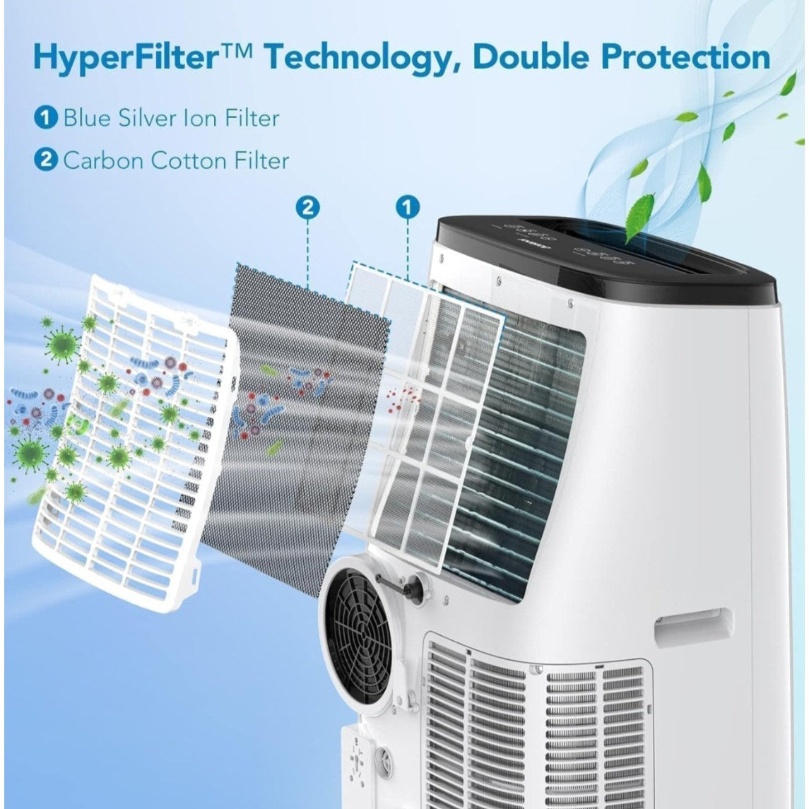 14000 BTU Portable Air Conditioner, with Remote Control 3-in-1 Ultra-Quiet Cooling, Dehumidifier & Fan for Rooms Up to 700 Sq. Ft. – Sleep Mode, 24H Timer & Windows Kit