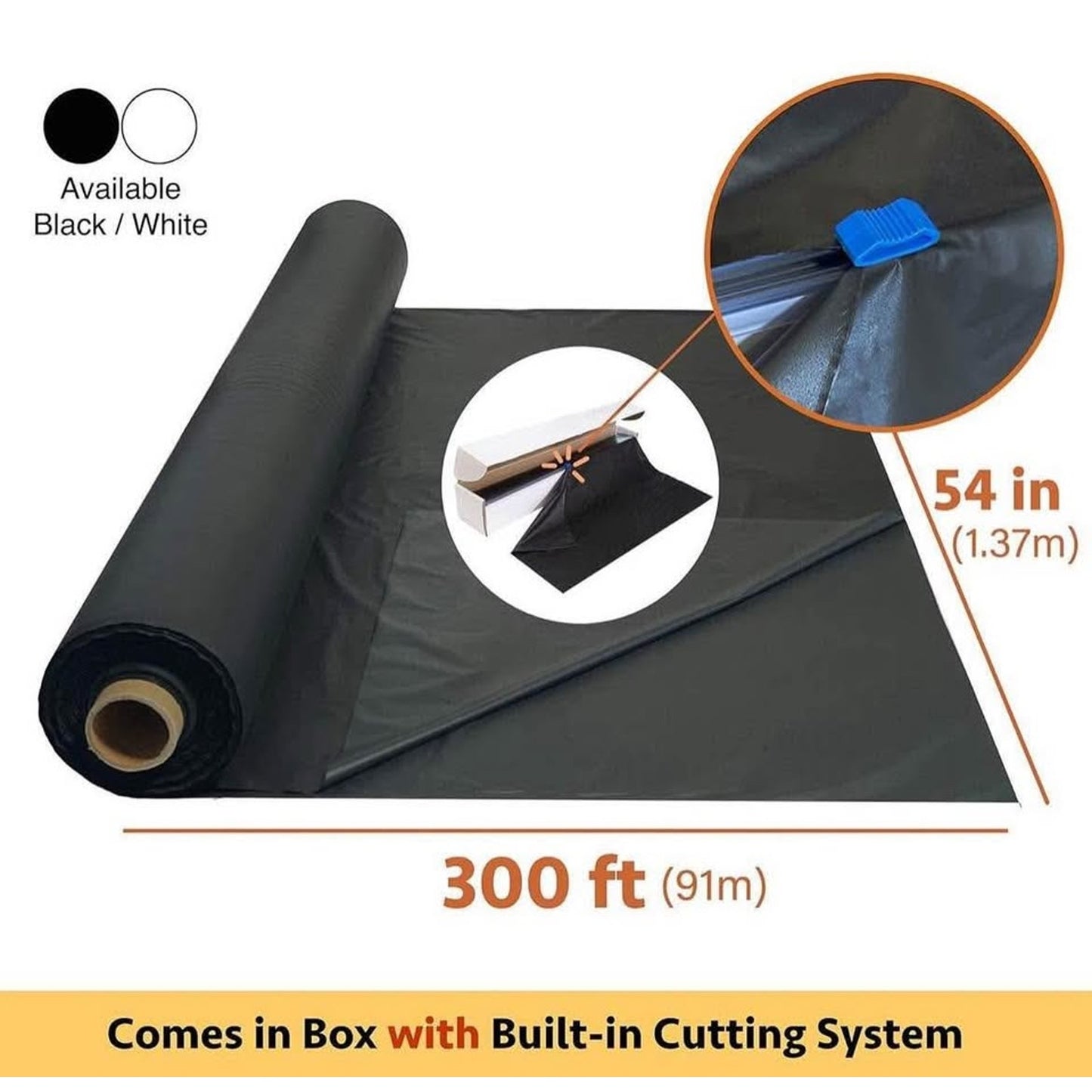 Neatiffy 54 In x 300 Ft - Disposable Plastic Table Cloth Roll With Slide Cutter | Waterproof Table C