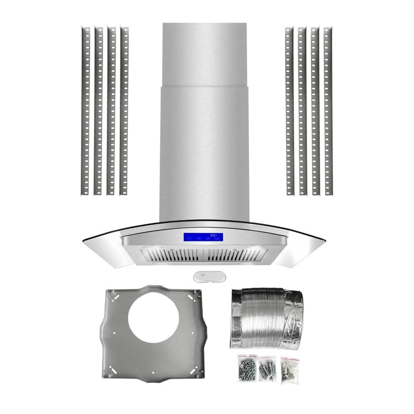 COSMO COS-668ICS750 30 in. Lumin Collection 380 CFM Ducted Island Range Hood, Soft Touch Controls