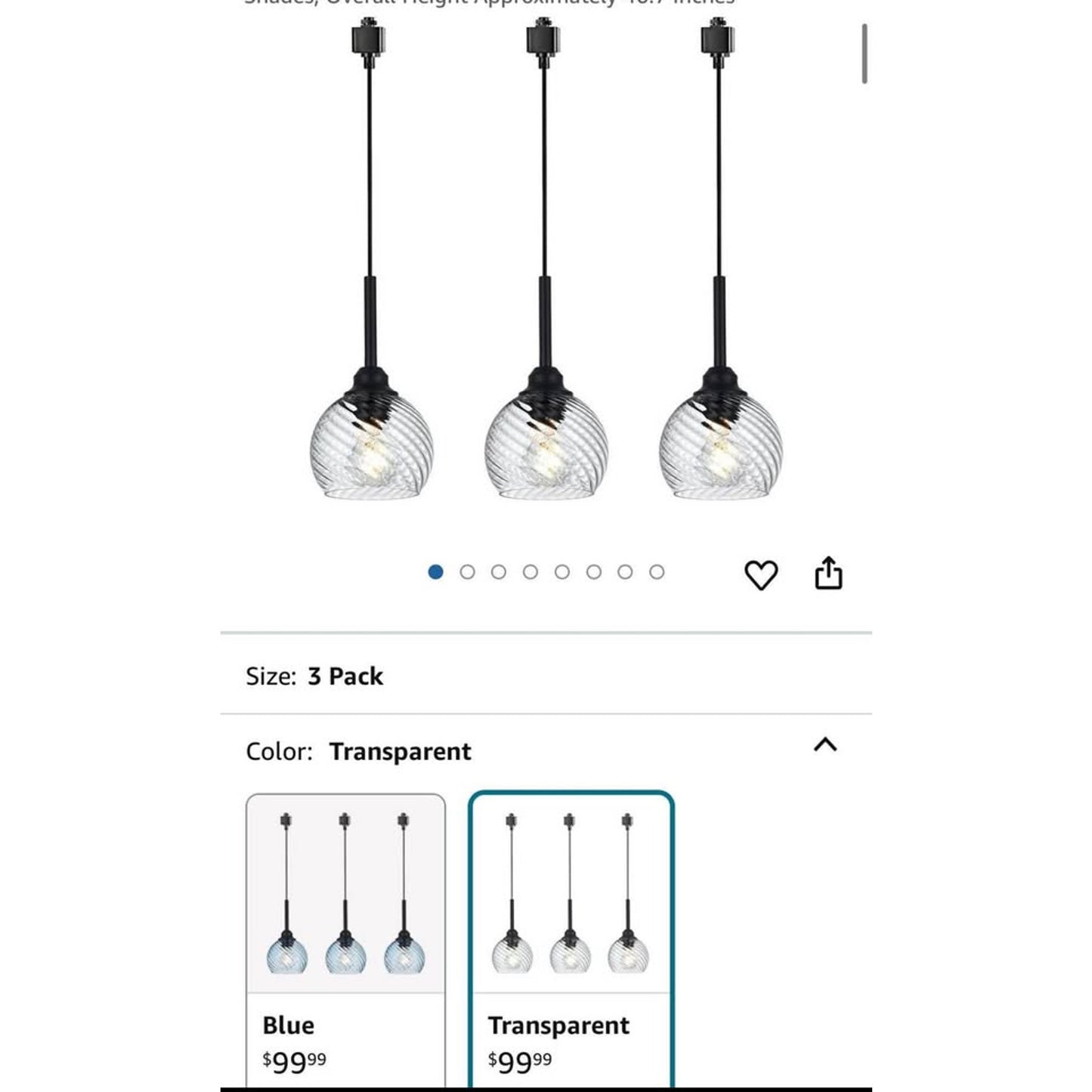 3 Pack H-Type Track Pendant Lighting Fixtures Black Hanging Pendant Lights Kitchen Island with Clear