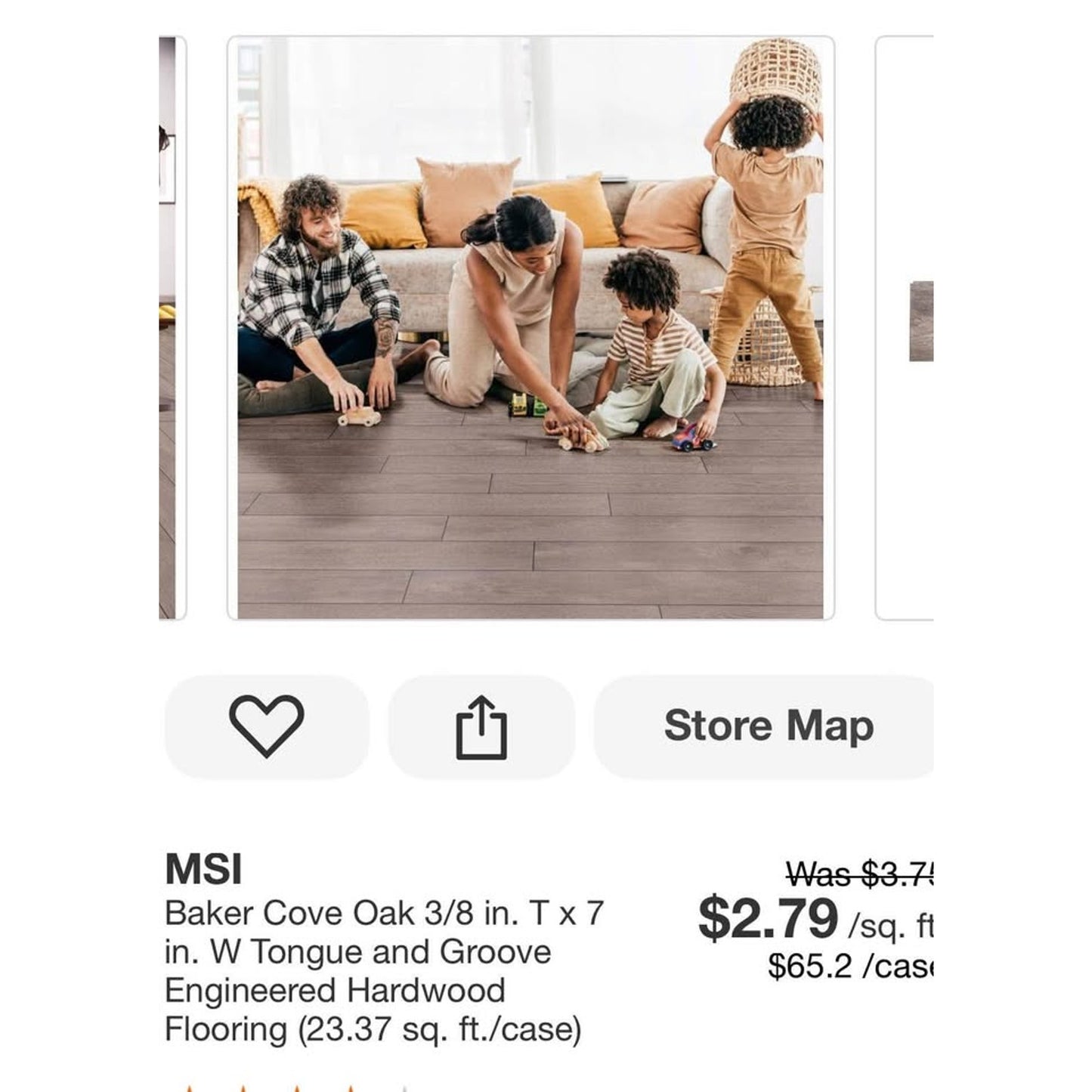 Flooring Baker Cove Oak 3/8 in. Tx7 in. W Tongue and Groove Engineered Hardwood