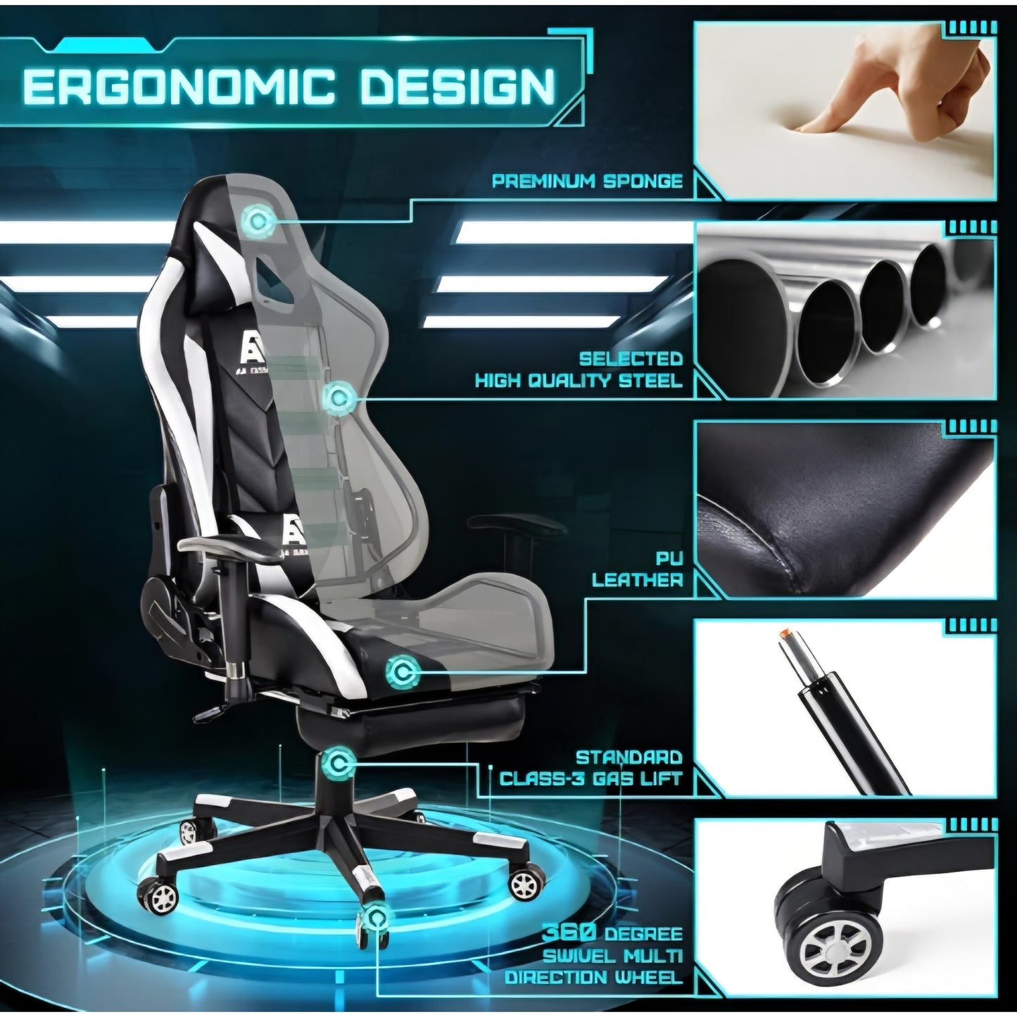 Gaming Chair High Back Ergonomic Computer Racing Chair Adjustable Office Chair
