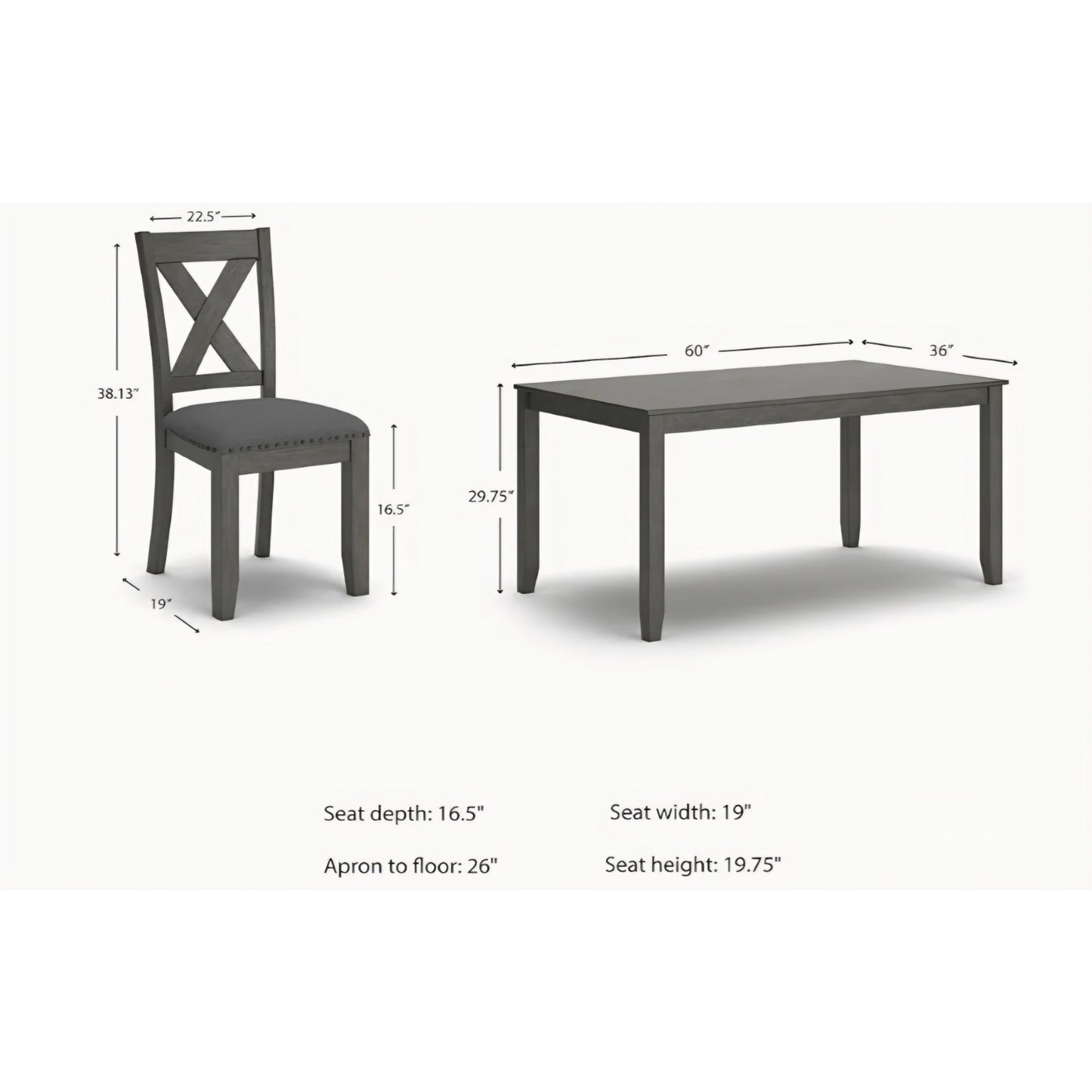 Signature Design by Ashley Caitbrook Rustic 7 Piece Dining Set, Include Table and 6 Chairs, Gray