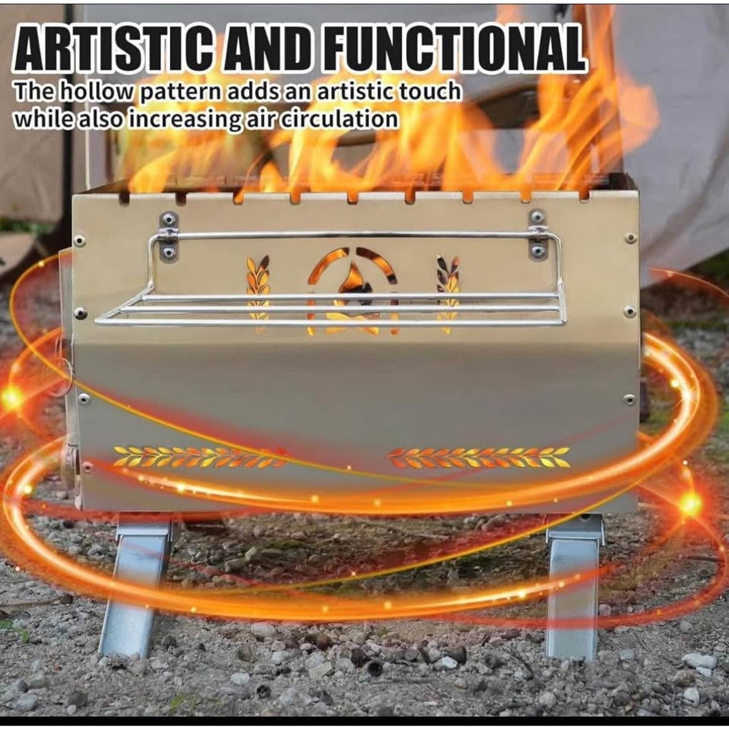 Fitinhot Propane Fire Pit Smokeless Camp Stove Bonfire Pit Stainless Steel with Iso-Butane Hose & Re