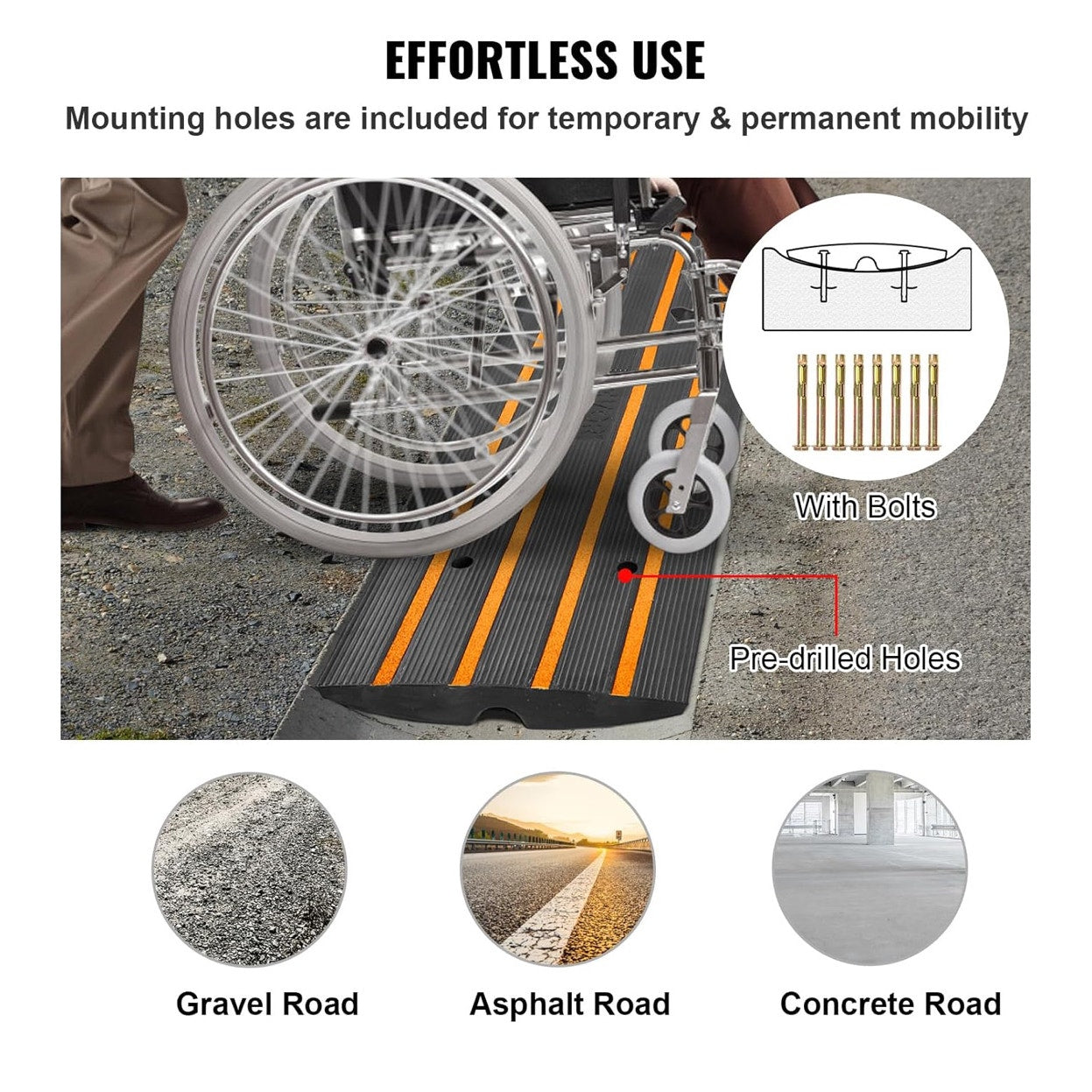 VEVOR Rubber Curb Ramp for Driveway 3 Pack
