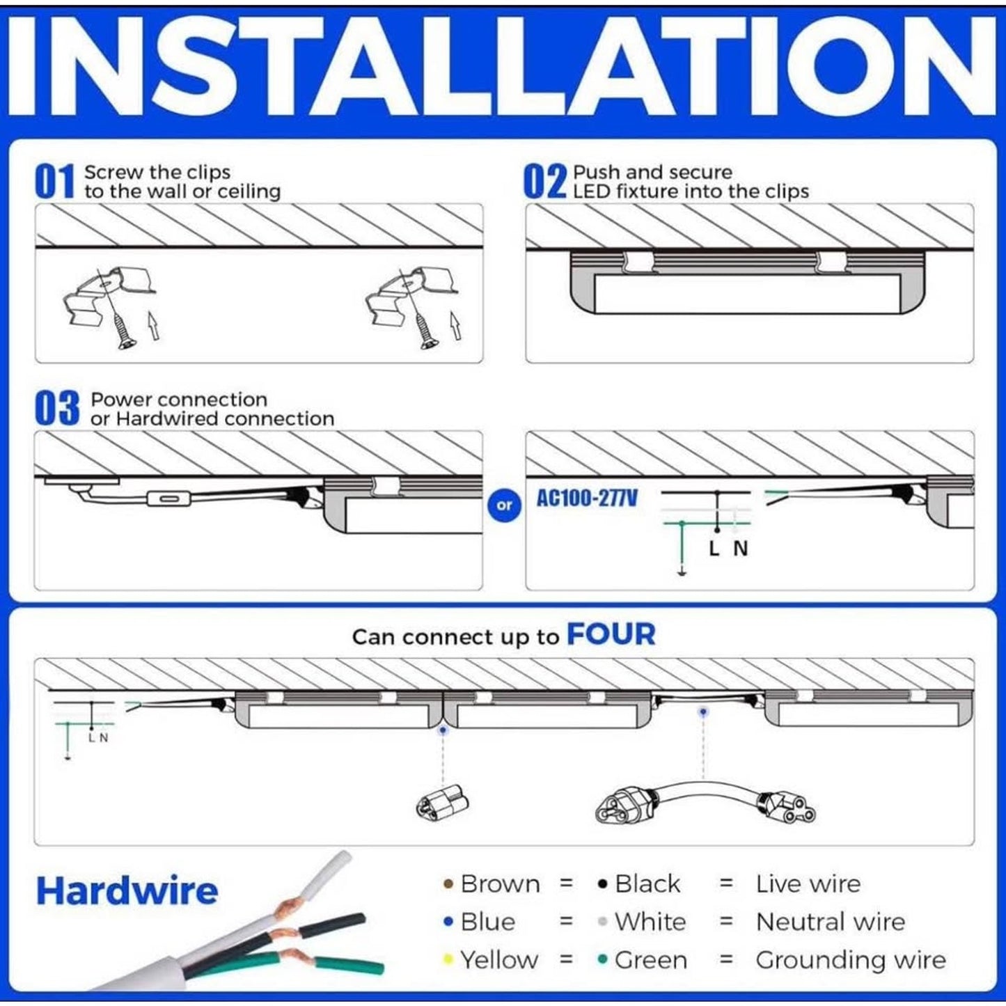 Barrina LED Shop Light, 8FT 72W 10000LM 5000K, Daylight White, V Shape, Clear Cover, Hight Output, L
