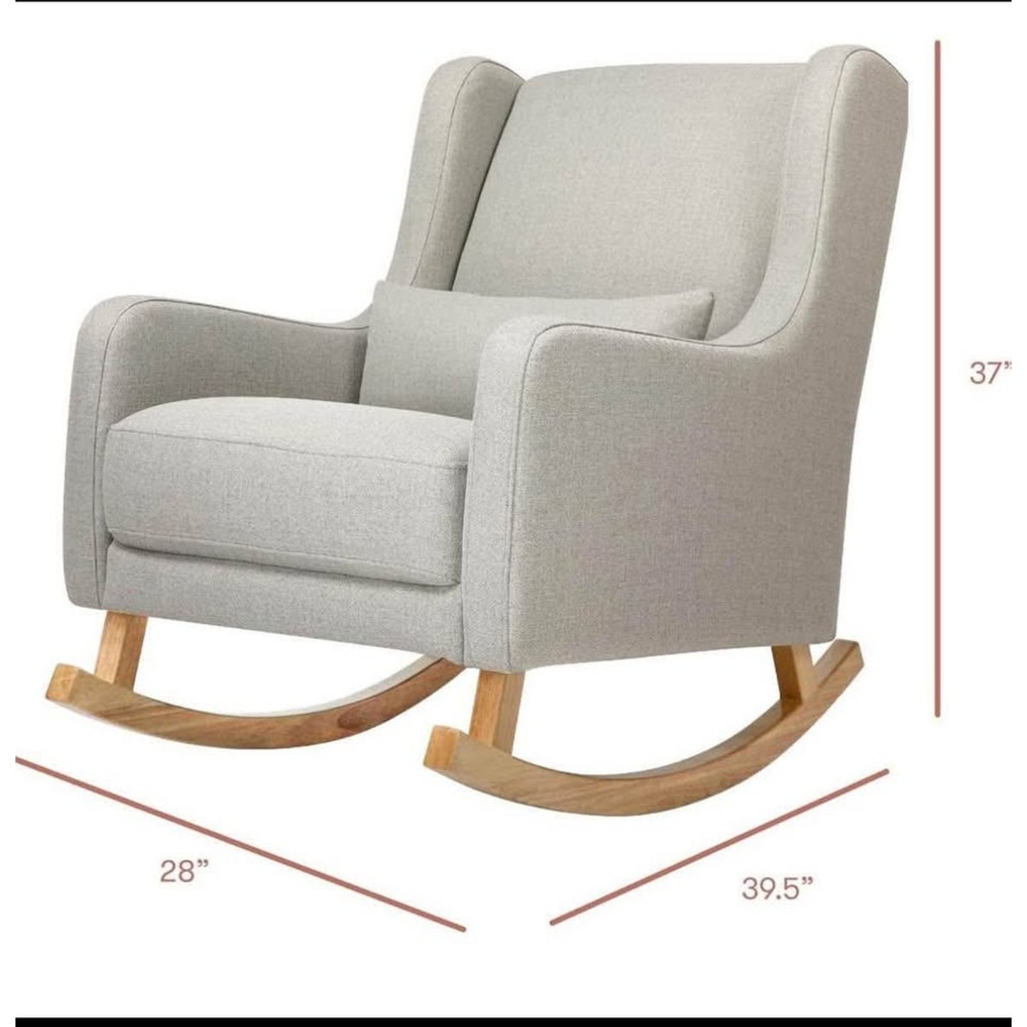 Babyletto Kai Rocker in Performance Grey Eco-Twill with Light Legs, Water Repellent & Stain Resistan