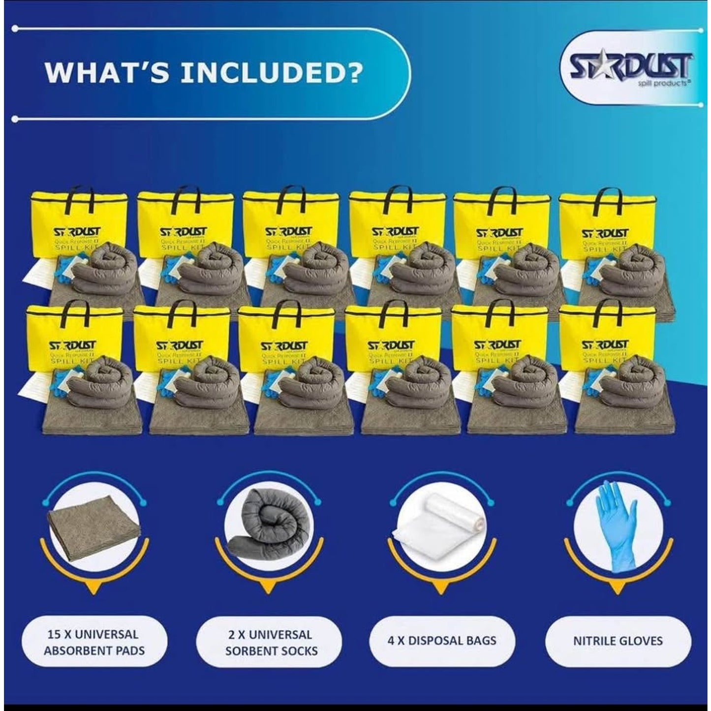 Stardust Spill Products Universal Spill Kit – OSHA Approved Solution for Vehicles, Industrial, & Res