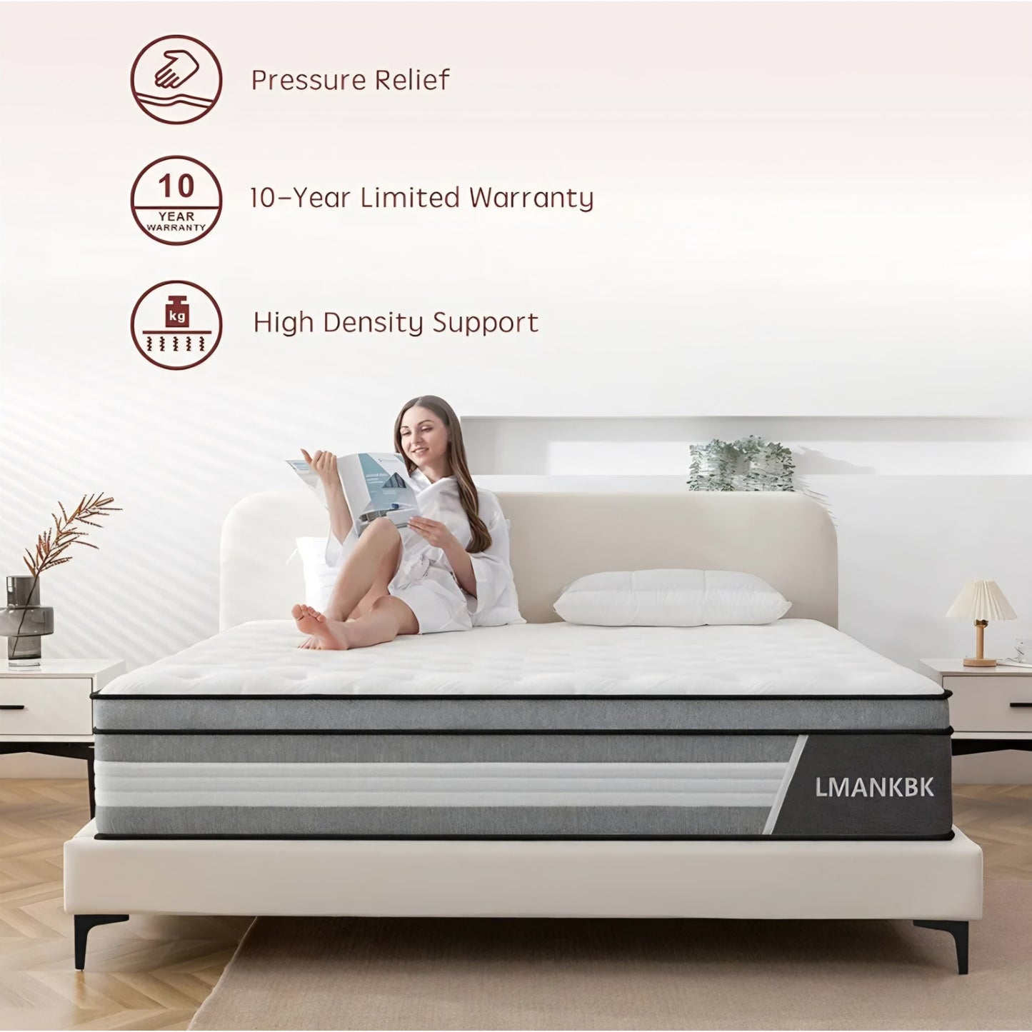 King Mattress,12 Inch King Size Mattress in a Box,Gel Memory Foam and Innerspring Hybrid Mattresses