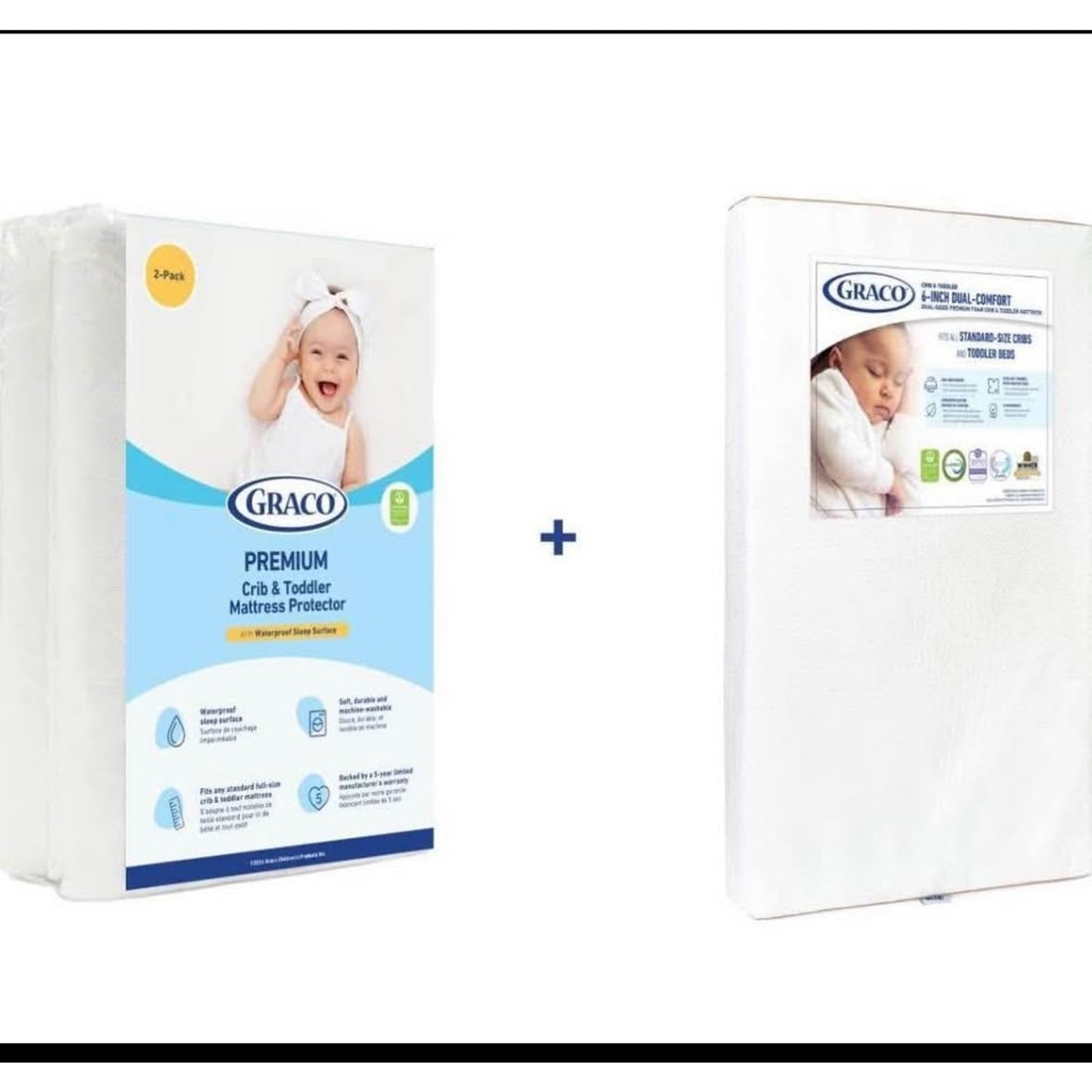 Graco Dual-Comfort Crib Mattress & Protector Value Bundle (2-Pack) – Includes GREENGUARD Gold Certif