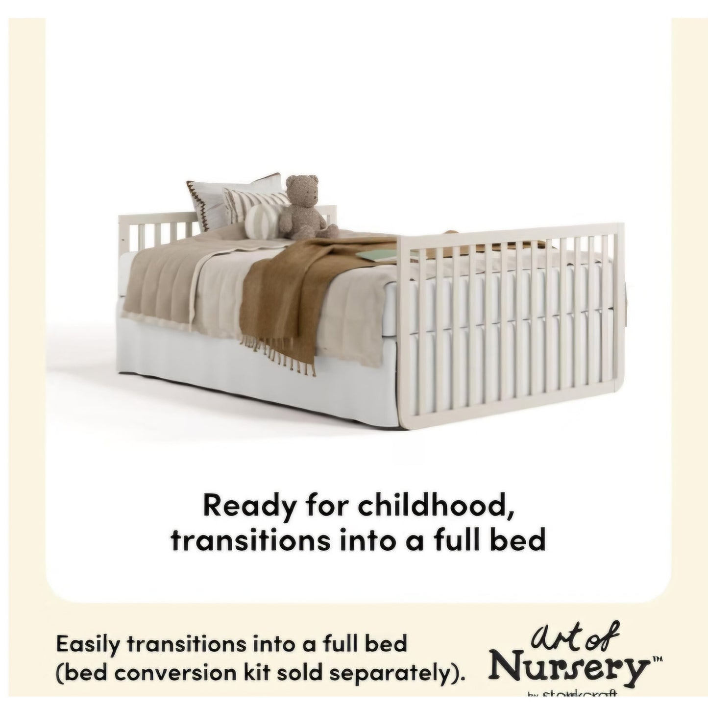 Storkcraft Amalfi 5-in-1 Convertible Crib with Guardrail, Frosted Oat