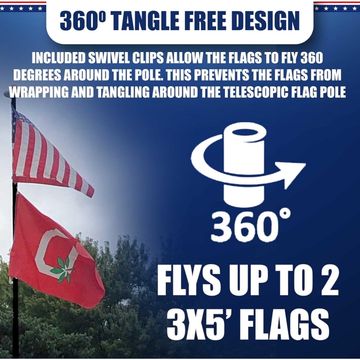 Service First Black Complete Tailgate Flag Pole Package 20FT Black with Stainless Steel Tire Mount