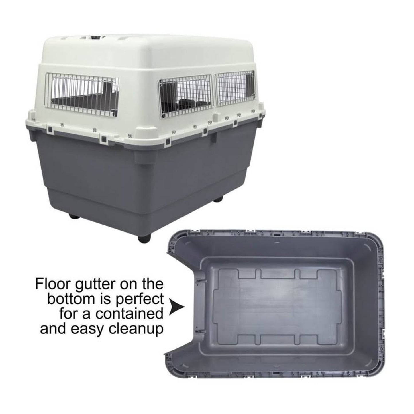 SportPet Designs Plastic Kennels Rolling Plastic Airline Approved Wire Door Travel Dog Crate, XXX-La