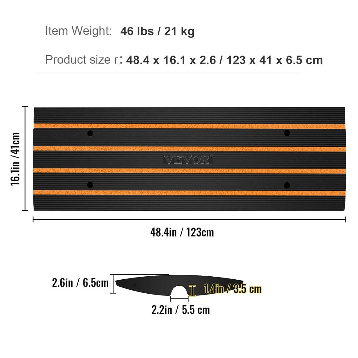 VEVOR Rubber Curb Ramp for Driveway 3 Pack