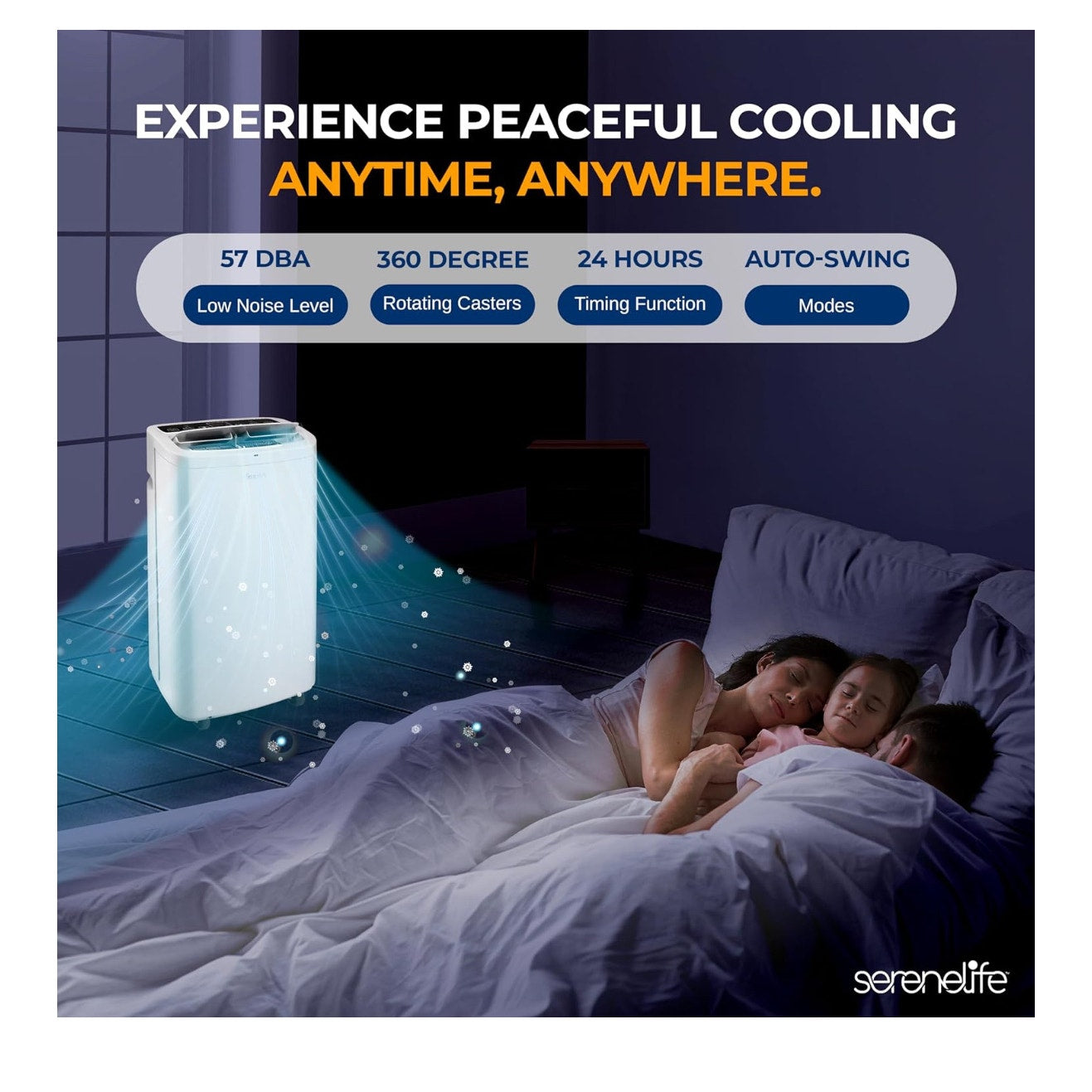 SereneLife Small Air Conditioner Portable 14,000 BTU with Built-in Dehumidifier - Portable AC unit