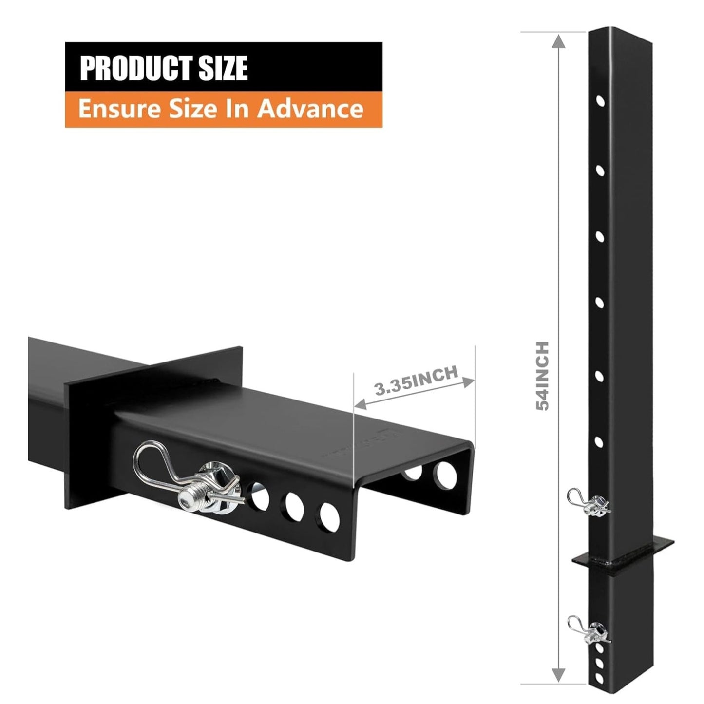 4Pack 54" C Channel Pipe Stake for Flatbed Trailer Hauler Adjustable Bolt-On Anti-Loss, 54 inch