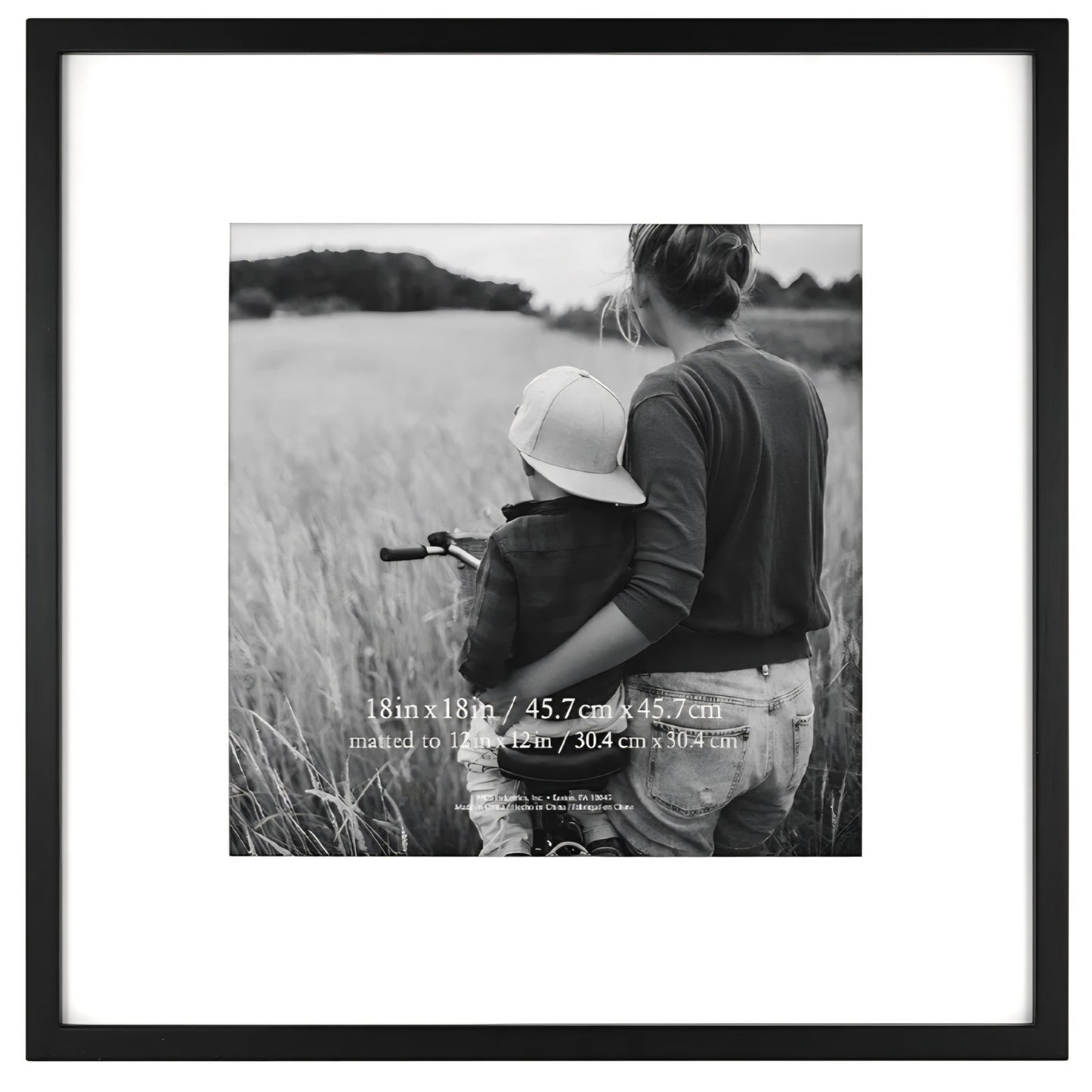 MCS East Village 18x18 Matted Square Picture Frame with 12x12 Photo Display, Black Wall Hangi