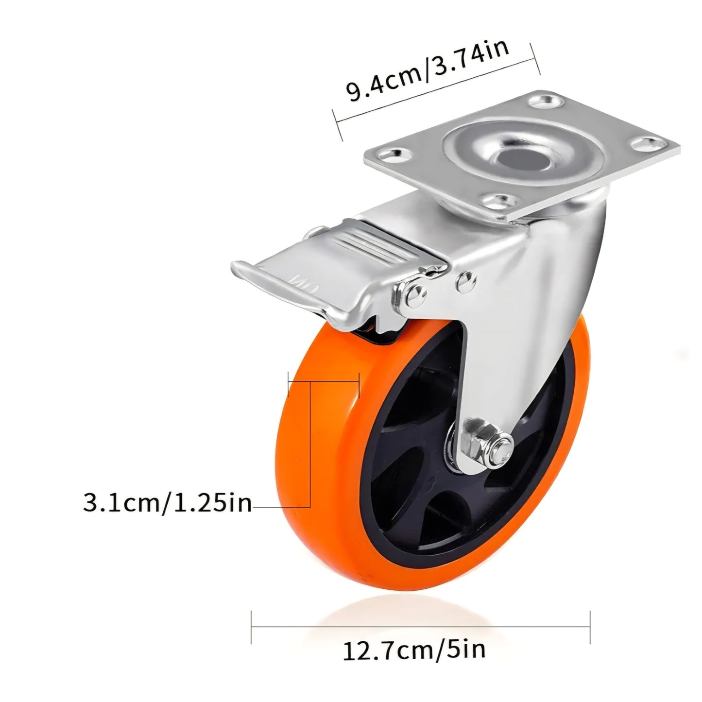 D&L 5 Inch Swivel Casters Wheels 1500lbs Heavy Duty Castors with Brake Polyurethane Dual Locking