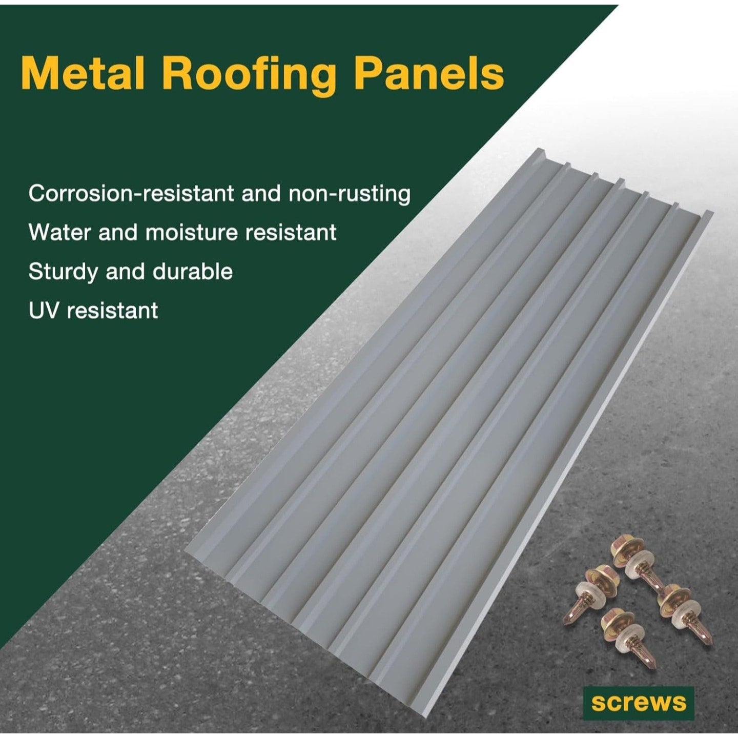 NeatiEase 20 Pcs Metal Roofing Panels, 6.1 Feet Corrugated Galvanized Roofing Panels Metal Siding