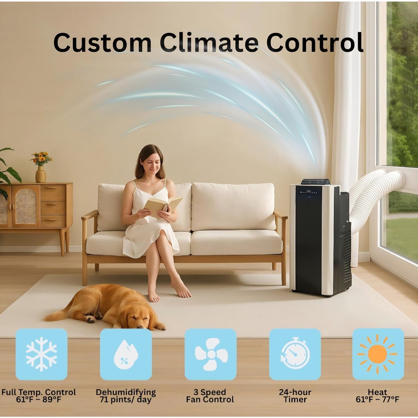 Whynter Portable Air Conditioner 14,000 BTU & Heater with Dual Hose Dehumidifier & Cooling Fan