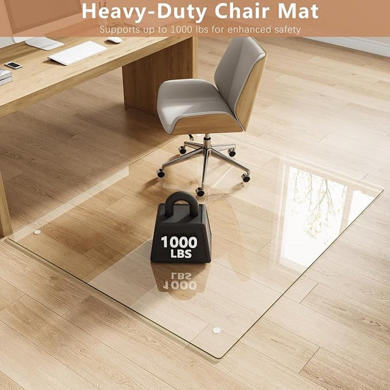 Tempered Glass Chair Mat for Carpet & Hard Floor, 48"x60" Chair Mat, Heavy Duty & Scratch Resistant