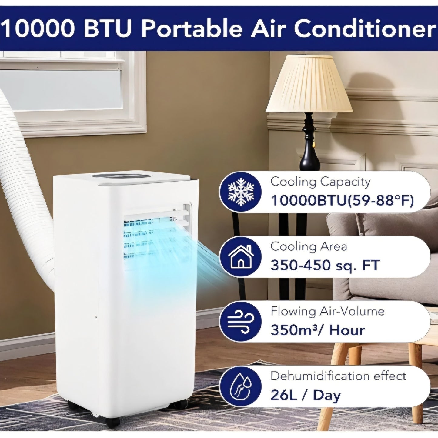 10000 BTU Portable Air Conditioners with Remote Control, 3-in-1 Free Standing Cooling AC Unit with