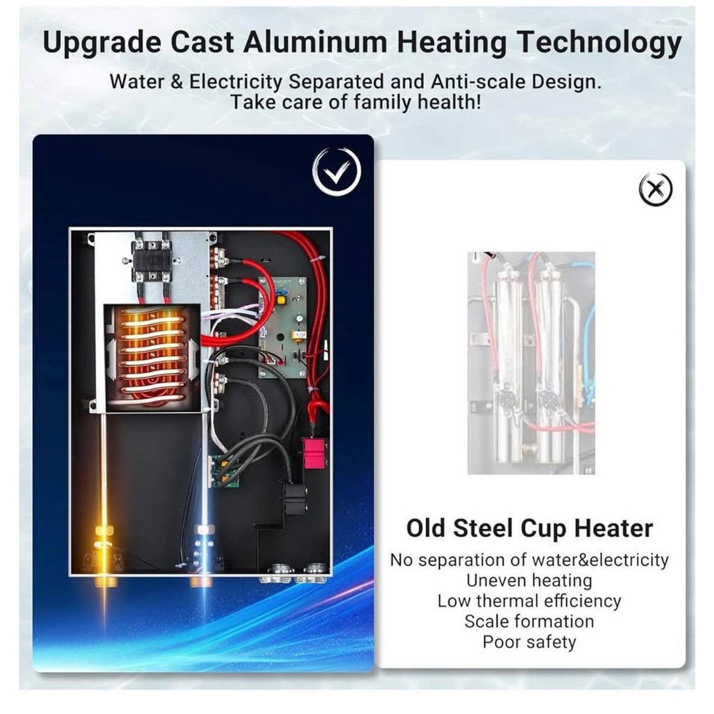 AMZCHEF Tankless Water Heater Electric 27kW 240V on Demand Instant Endless Water Heater with LED Tem