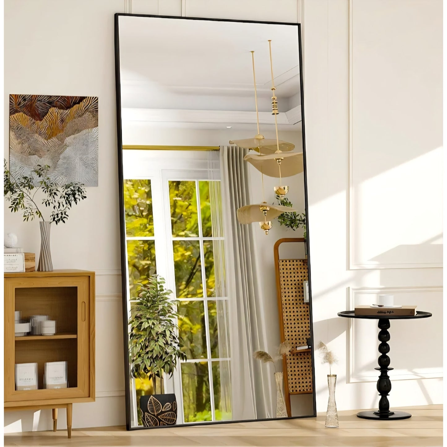 GLSLAND 76"x34" Full Length Mirror Extra Large Hanging or Leaning Rectangle Mirror Aluminum Alloy
