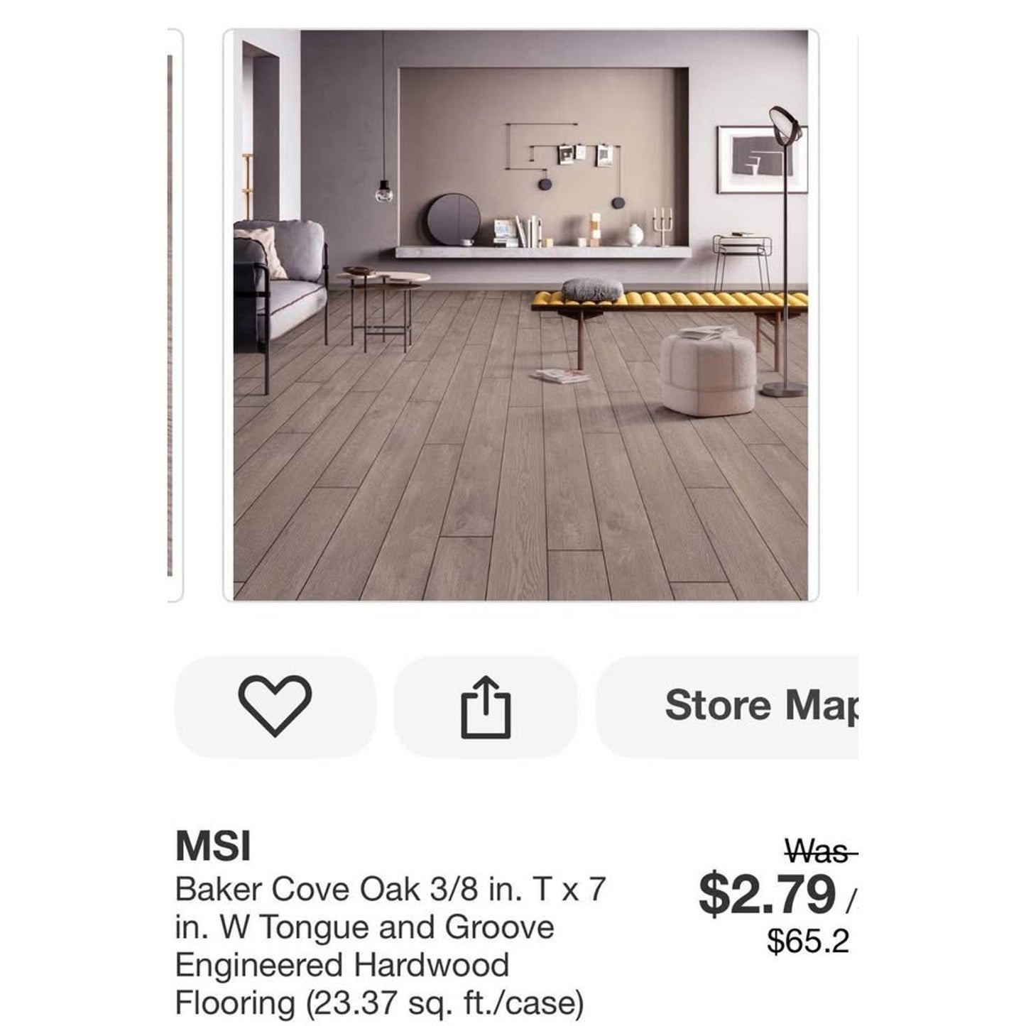 Flooring Baker Cove Oak 3/8 in. Tx7 in. W Tongue and Groove Engineered Hardwood