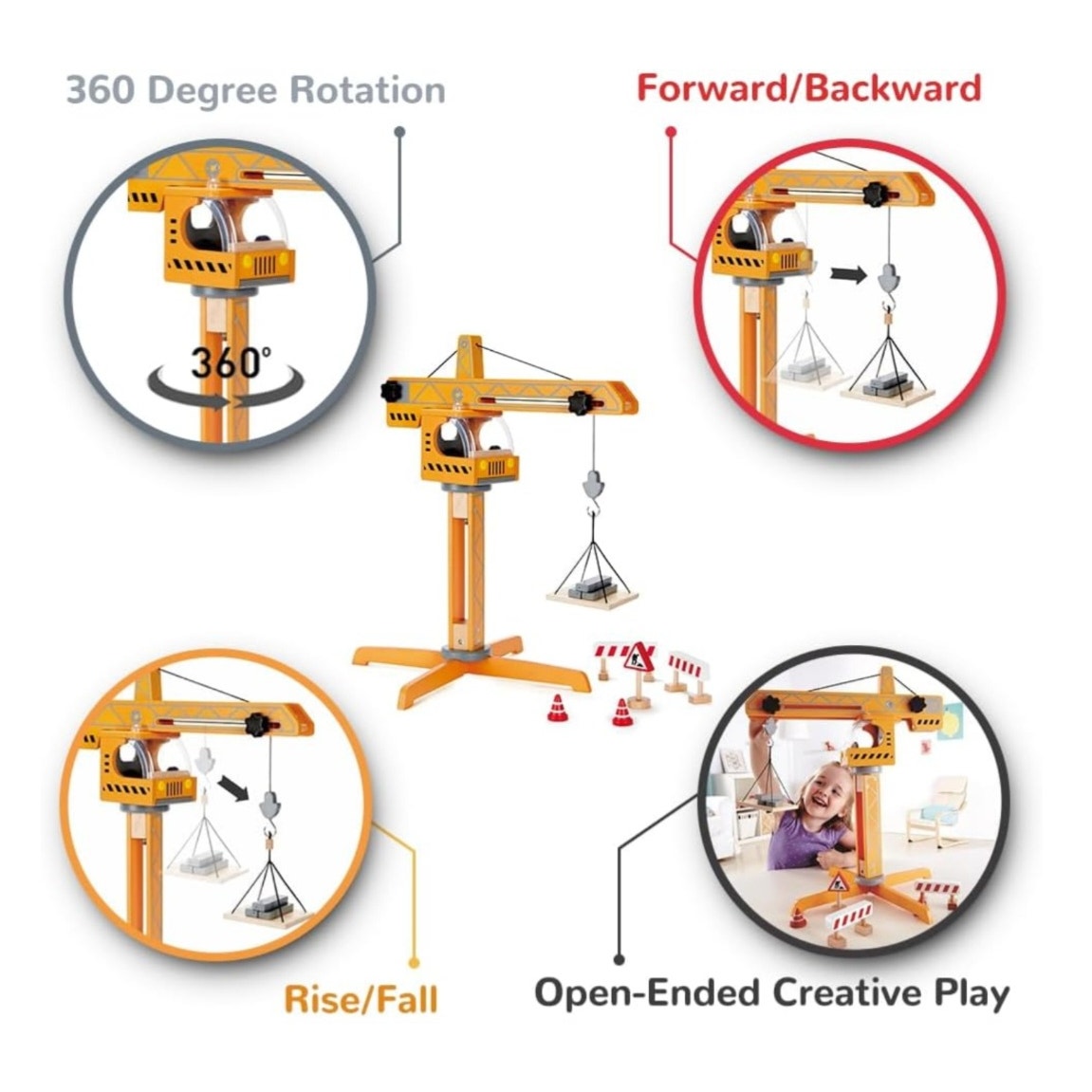 Hape Playscapes Crane Lift Playset| Construction Truck Vehicle Playset for Kids