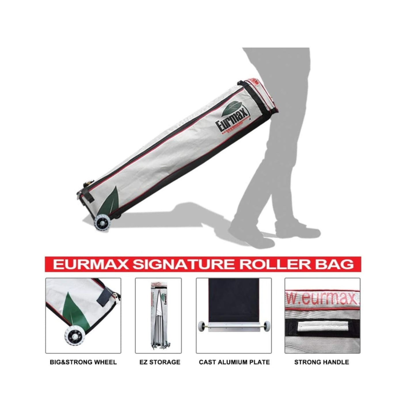 Eurmax USA 10'x20' Pop Up Canopy Tent Commercial Instant Canopies with Heavy Duty Roller Bag,