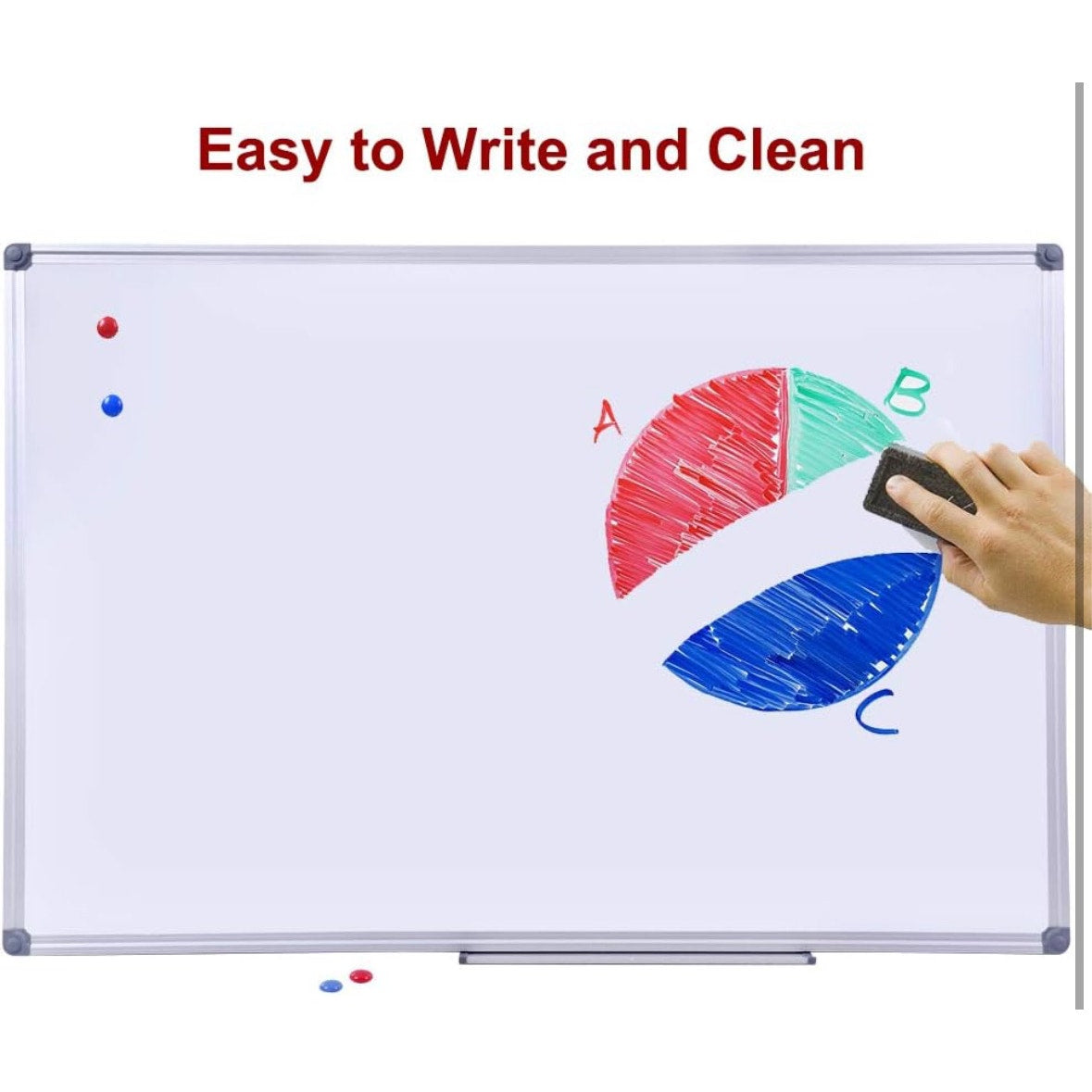 DexBoard 48" x 36" Magnetic Whiteboard for Wall Mount | Large Dry Erase Board