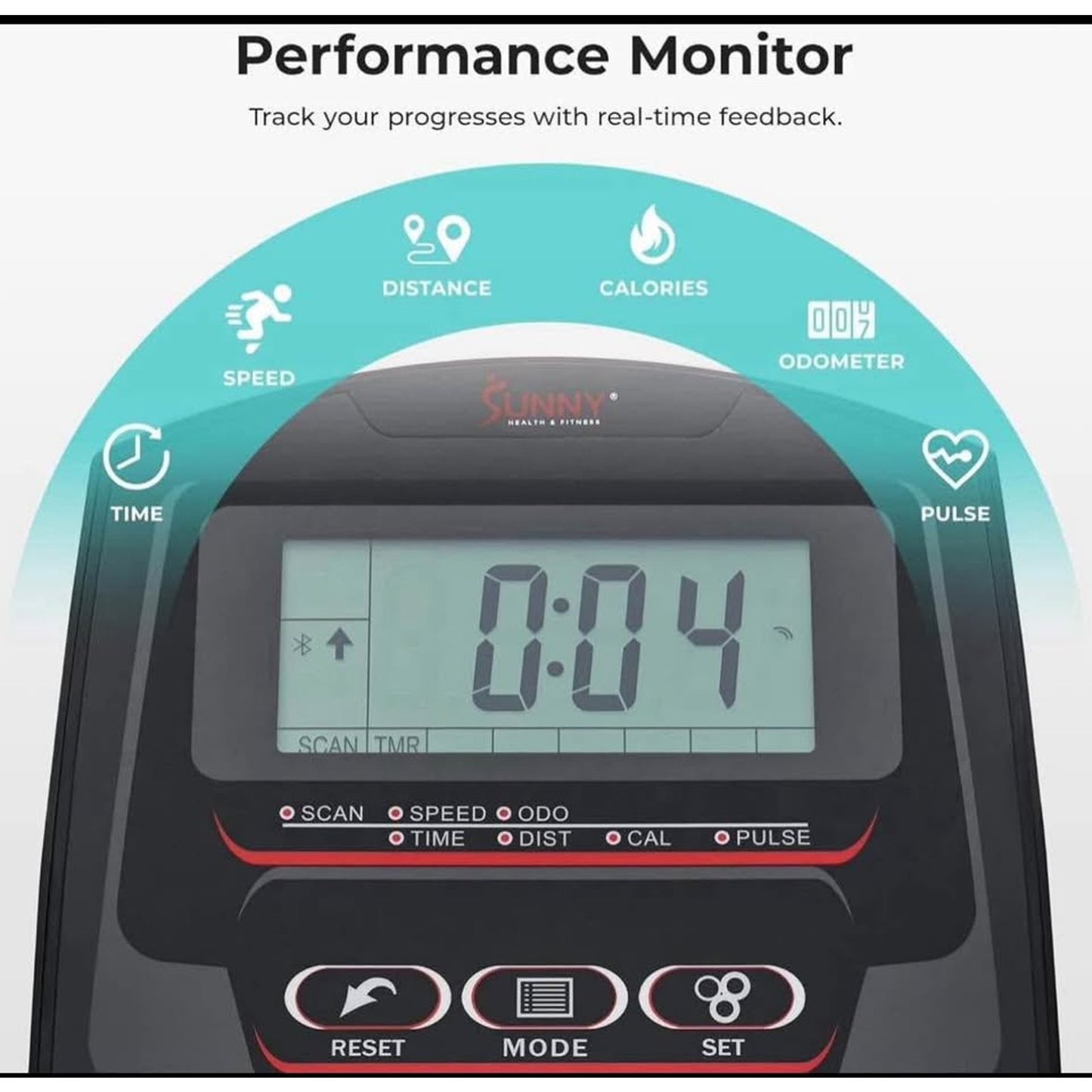 Sunny Health & Fitness Smart Elliptical Full-Body Cross Training Machine w/Extended Stride, Cardio E