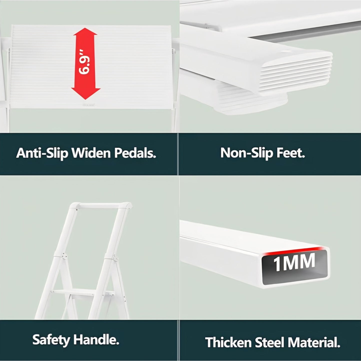 5 Step Ladder, Ladders for Home, Anti-Slip Pedals, Step Stool Foldable