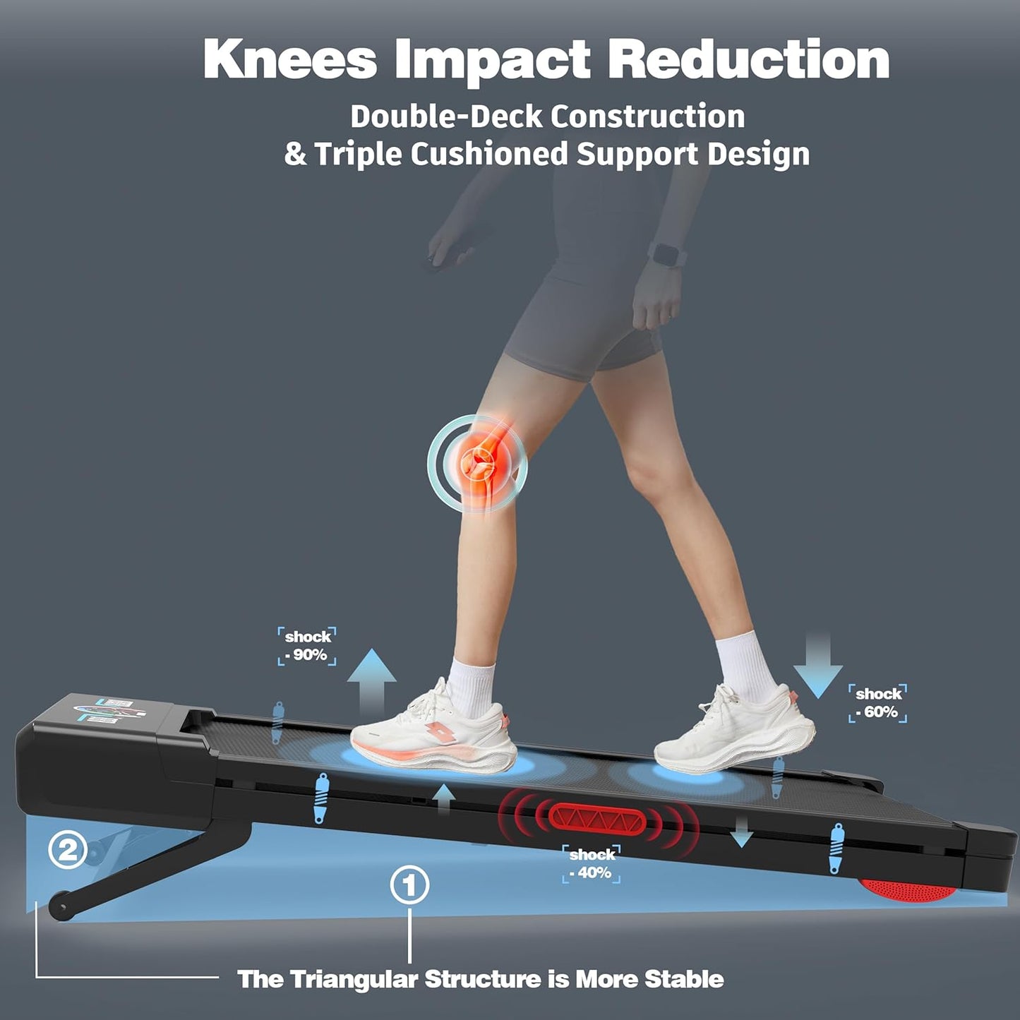 TRAILVIBER Walking Pad Treadmill with 12% 9-Level Auto Incline, 450 lbs Capacity RGB LED Screen