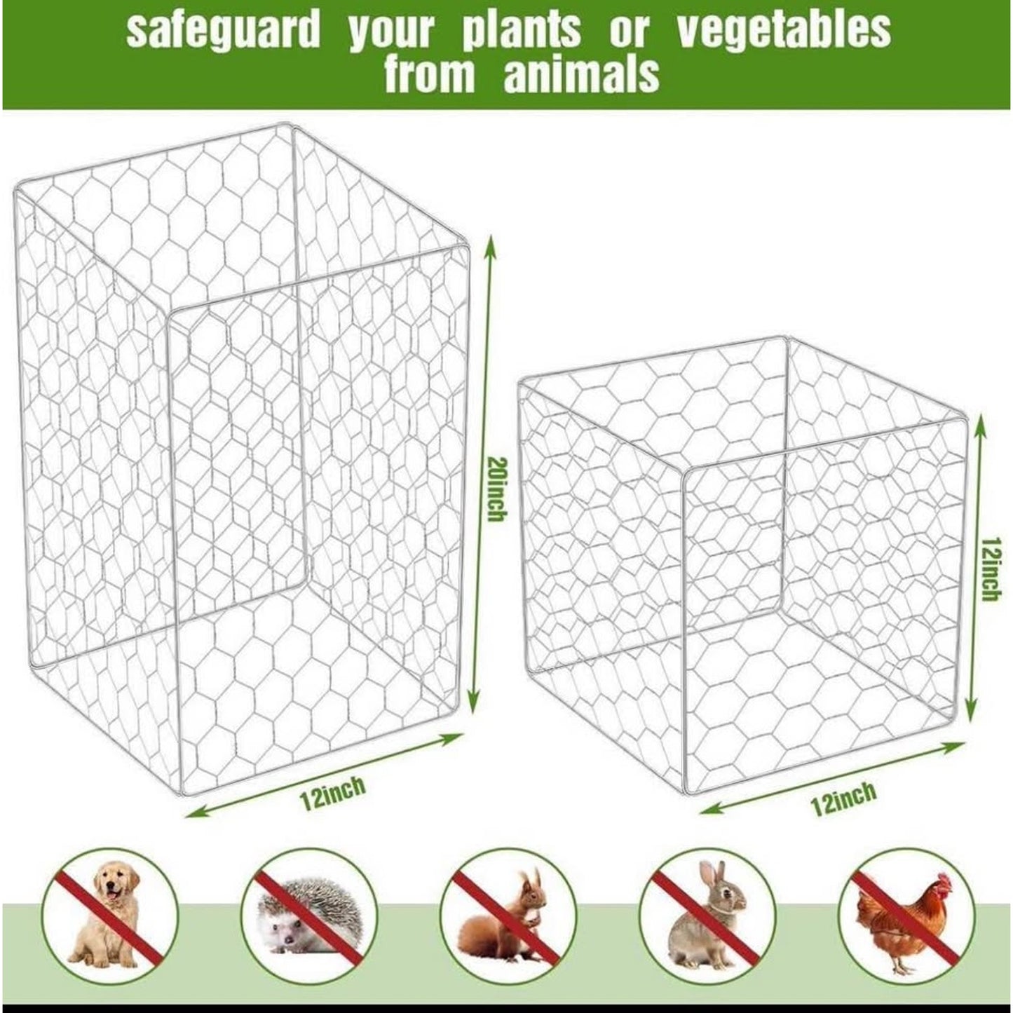 Zubebe 16 set wire plant protectors square wire plant cages mesh 12 x 20