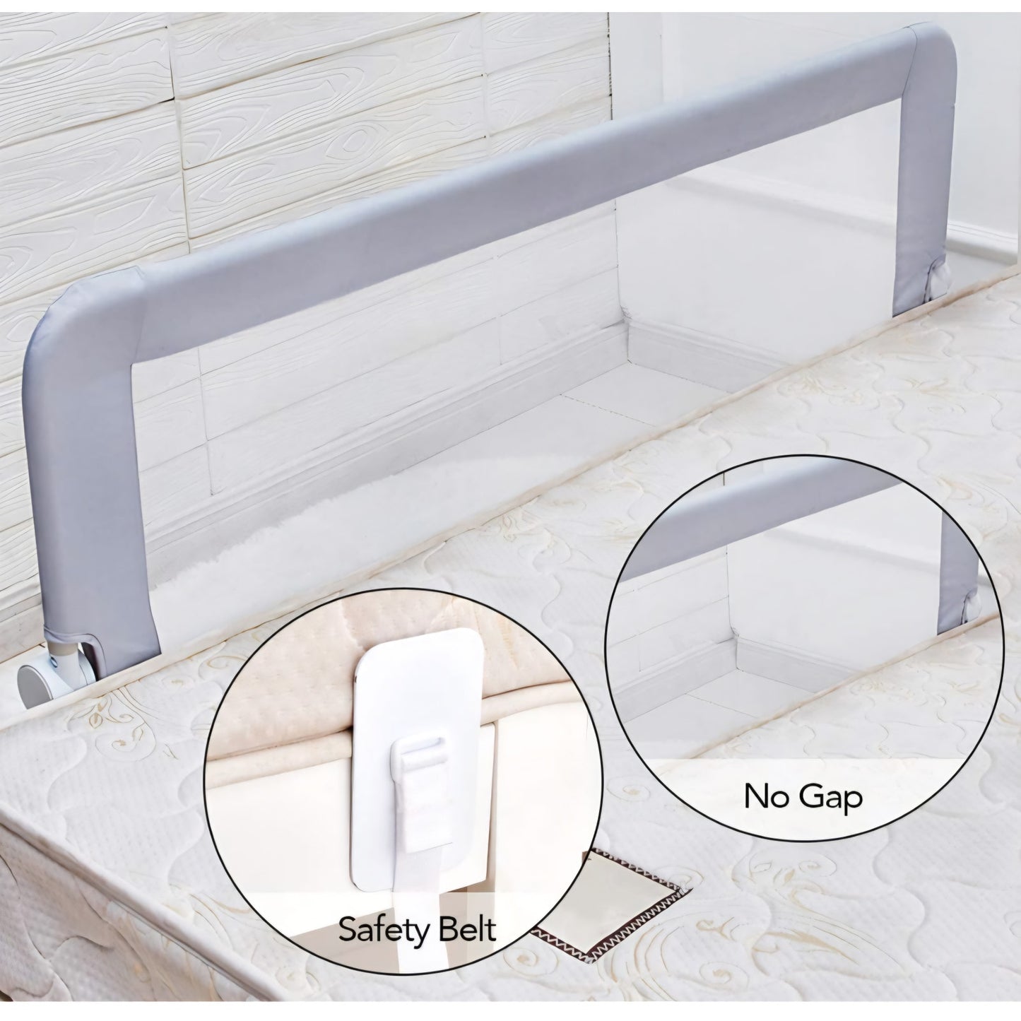 Baby Toddler Bed Rail 59 inch Guard Extra Long Foldable Tall Safety Bedrail with Reinforced Anchor