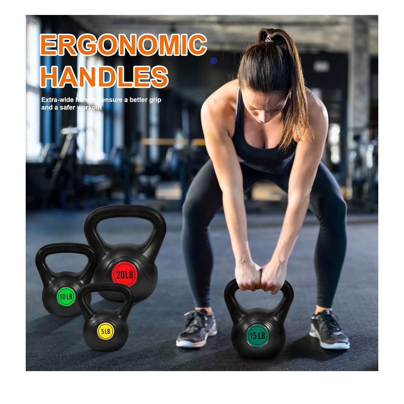Wide Grip 3-Piece or 4-Piece Kettlebell Exercise Fitness Weight Set
